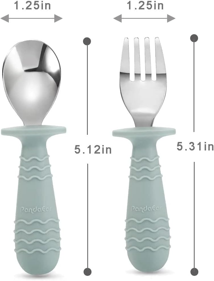 Detalle 1 de PandaEar Baby Spoon Fork babybestek, zesdelige set met afgeronde lepels en vorken