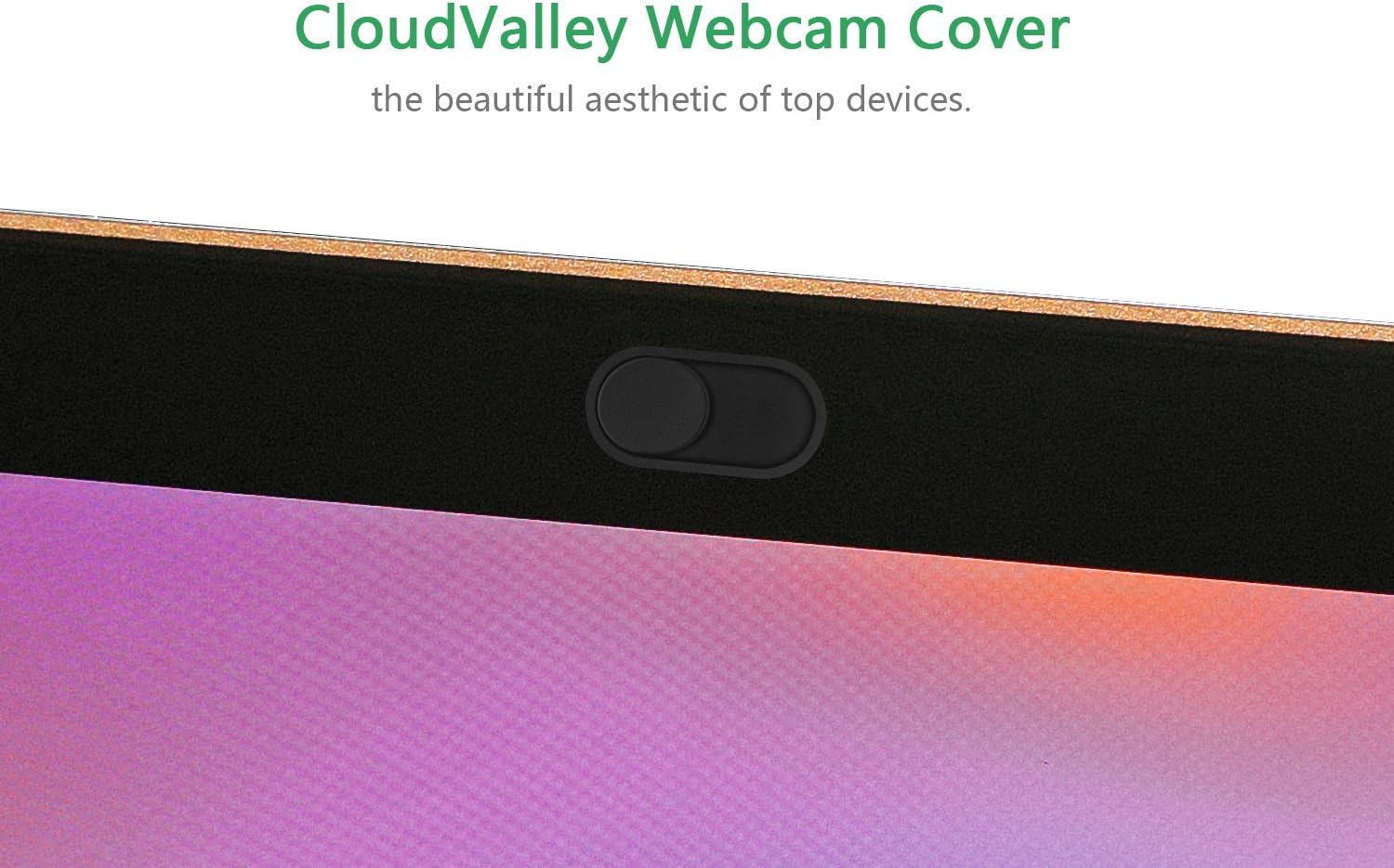 Detalle de CloudValley Webcam-Abdeckung 0,6 mm Thin – Slider aus Metall (5er-Set, Schwarz)