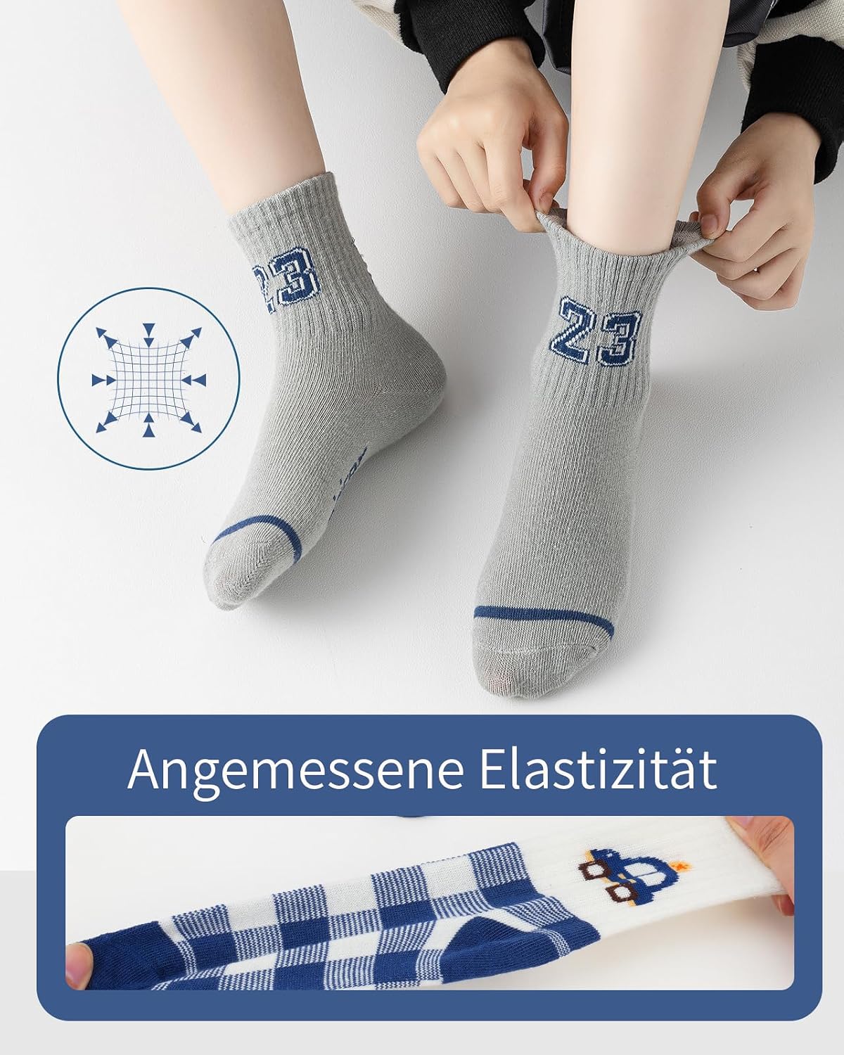 Detalle de Kyopp 10/5 Paar Kinder-Socken (Mädchen & Jungen) – Funny Animals, Crew Socks aus Baumwolle