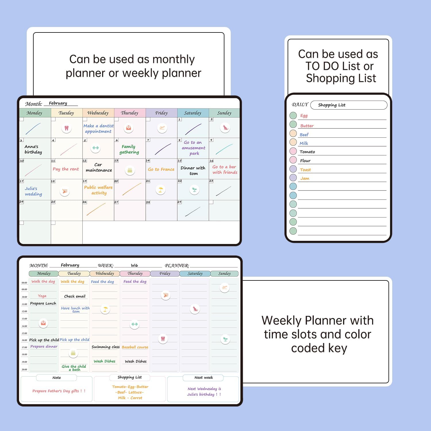 Detalle 2 de MCCORL Magnetic Fridge Calendar with Time Slots: Weekly & Monthly Planner on a Whiteboard for Fridge