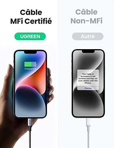 Thumbnail 2 de UGREEN Câble Lightning vers USB C MFi certifié — Charge rapide et transfert fiable (1 m)
