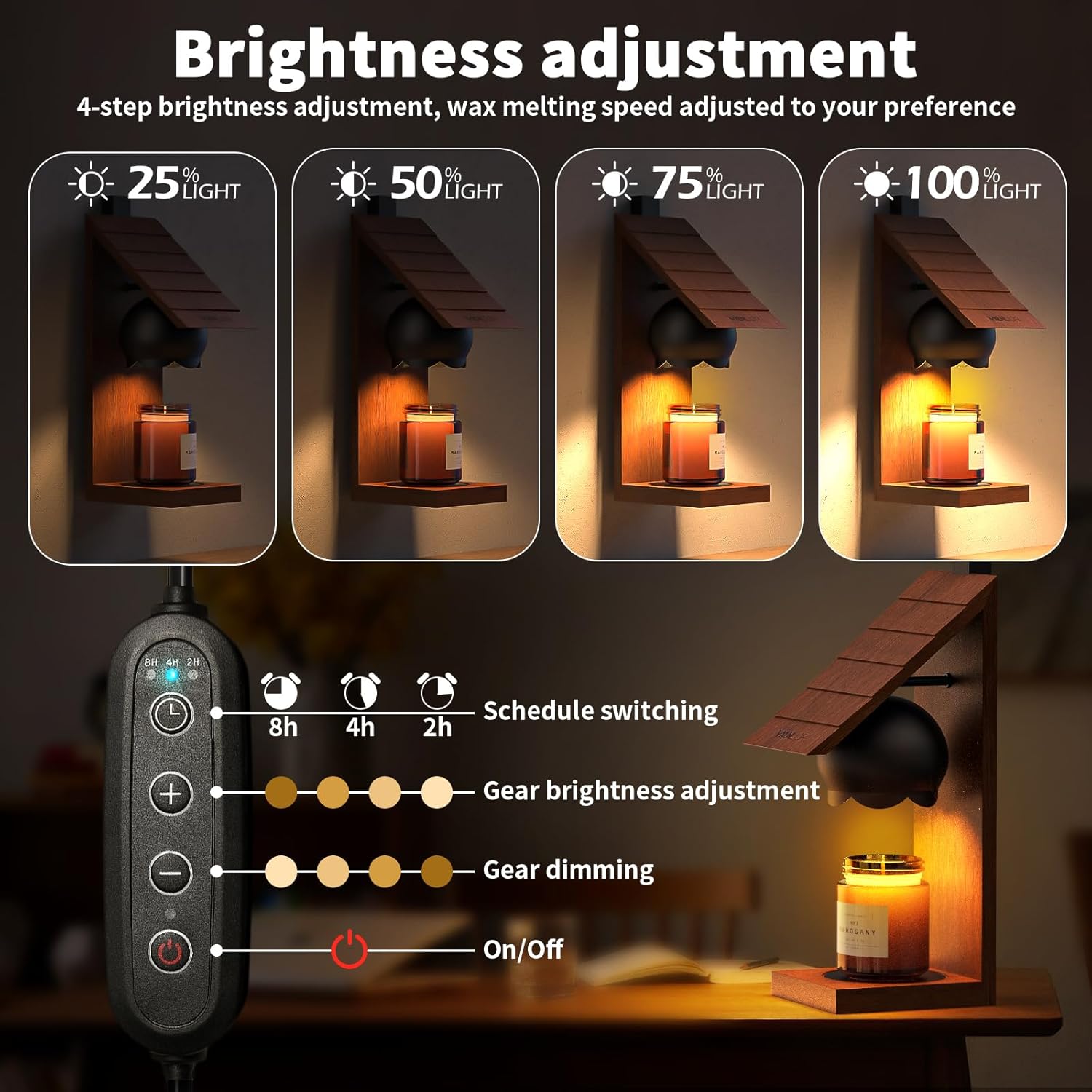 Thumbnail 1 de Wooden Candle Warmer Lamp – Rustic Cabin-Shaped Wax Melter (Wall-Mount, Flameless)