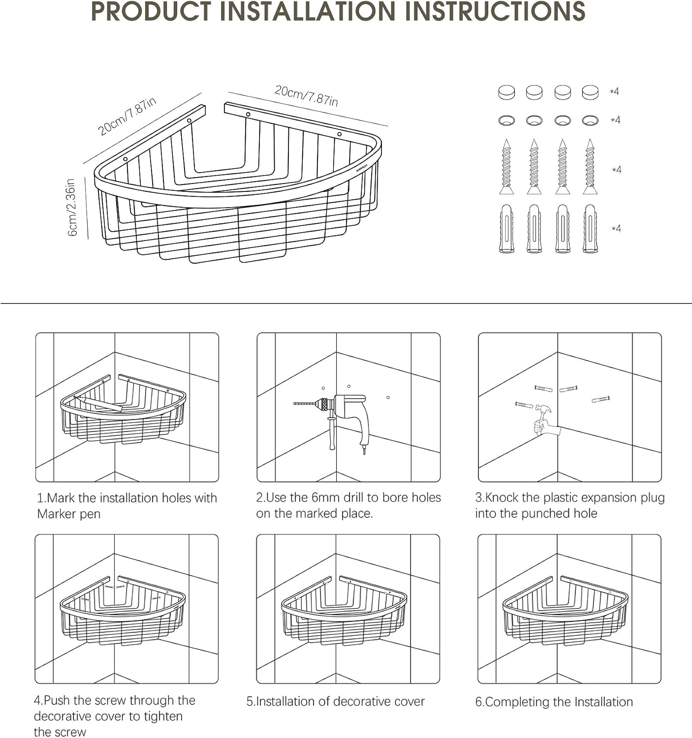 Thumbnail 6 de BAORELST Étagère de douche angle 6 cm