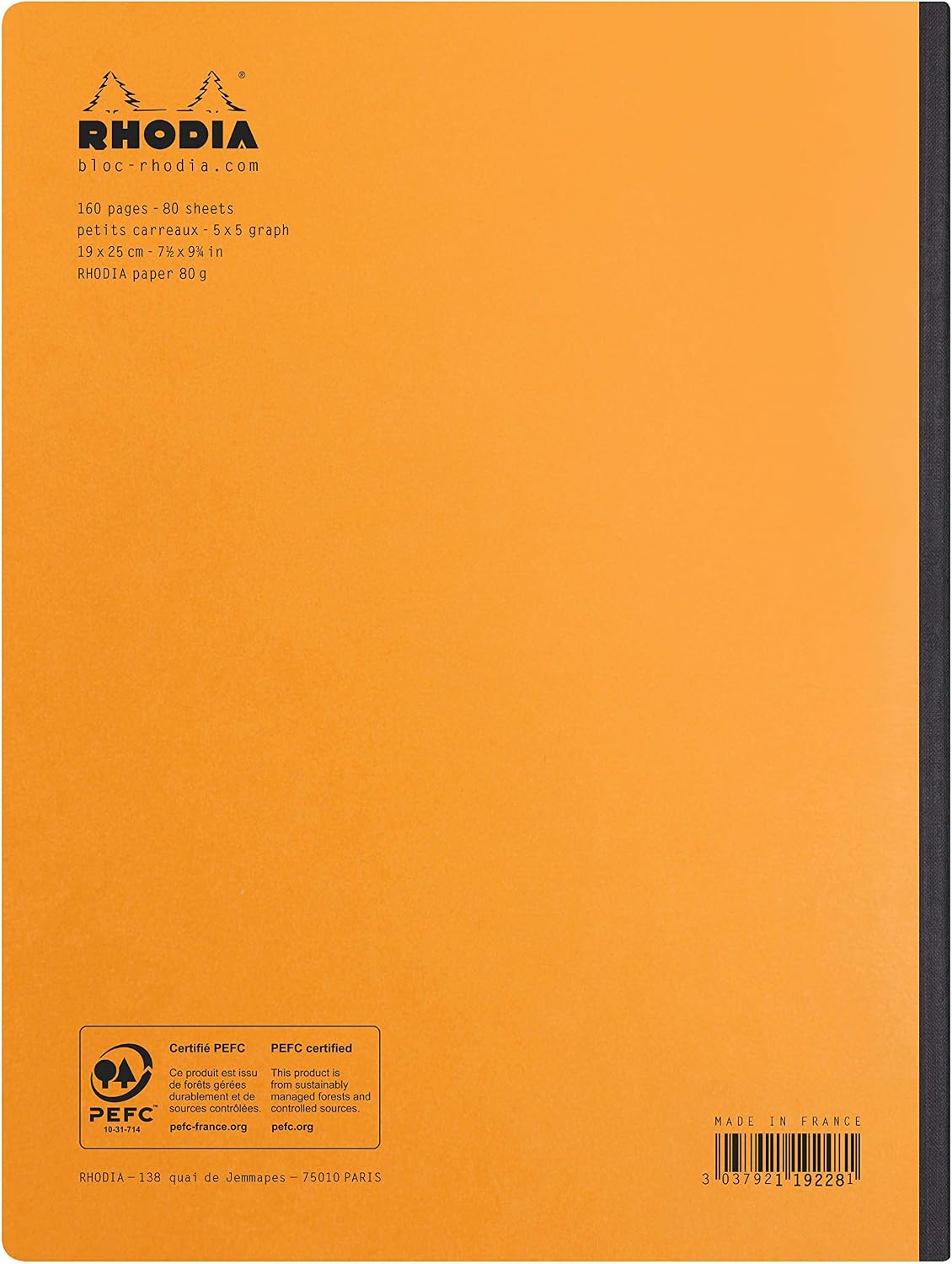 Detalle de RHODIA 119228C Quaderno mOrobido dOroso telato - Composition Book Orange, B5, quadretti piccoli