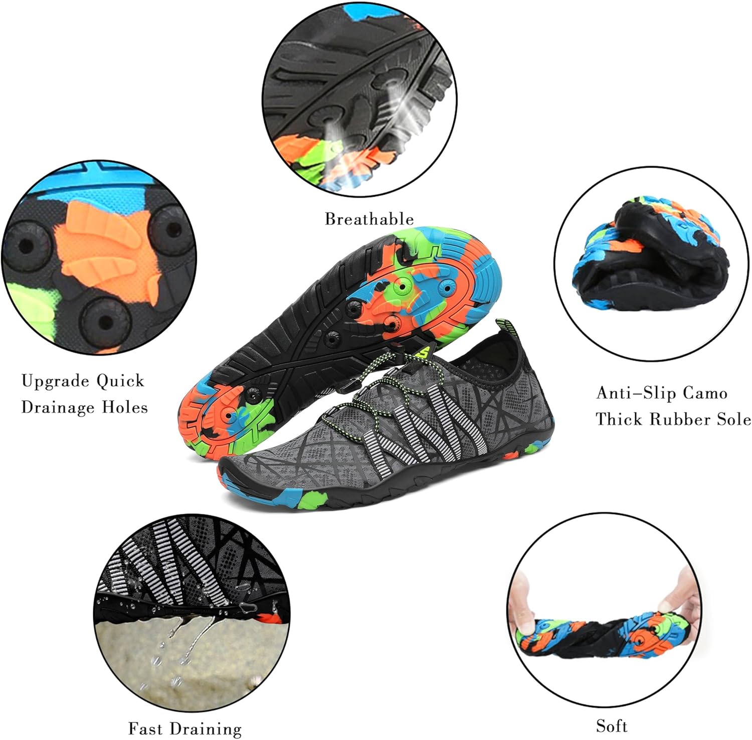 Thumbnail 5 de SAGUARO Badeschuhe Strandschuhe Aquaschuhe – Wasserschuhe für Damen, Herren und Kinder (GR.35-48)
