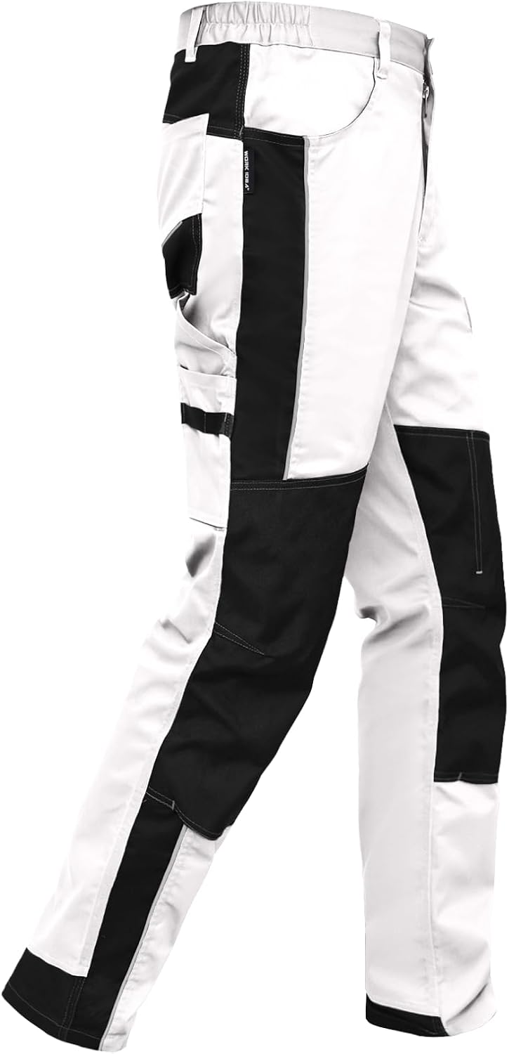 Detalle de WORK IDEA Pantaloni da Lavoro da Uomo in Stretch con Numerose Tasche e Tasche per Attrezzi