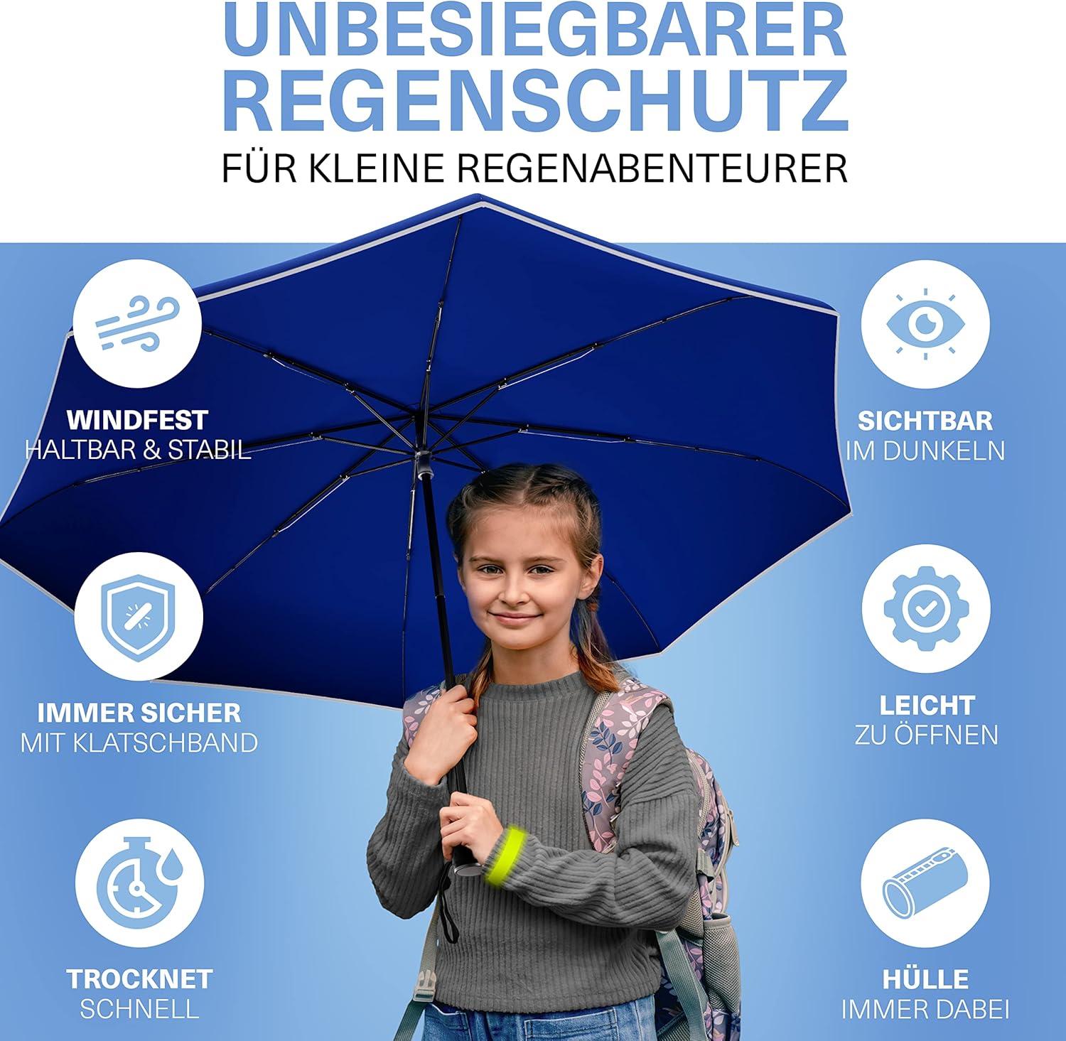 Thumbnail 6 de STYNGARD Stockhom Regenschirm für Kinder mit Reflektoren – sicherer Schulweg, kompakt und kinderfreundlich