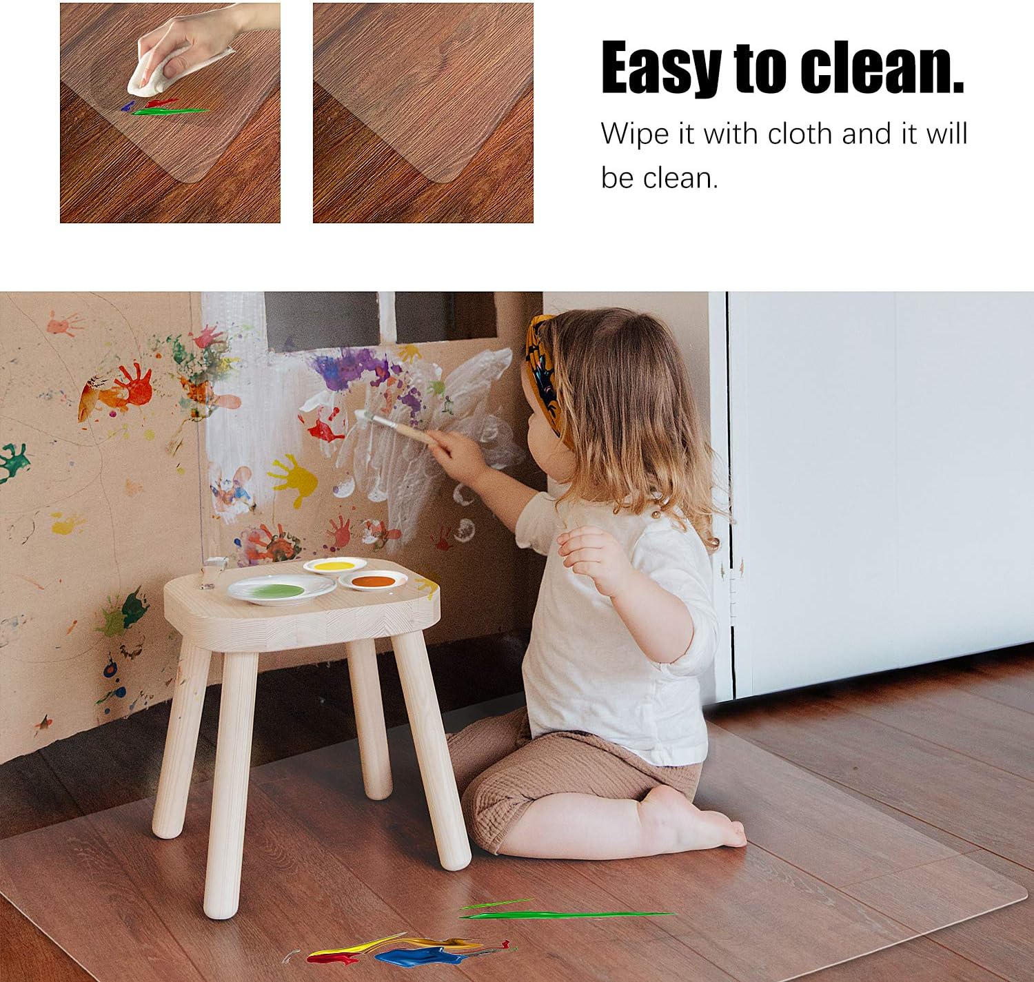 Thumbnail 3 de Kuyal Clear Chair Mat for Hard Floors 90x120cm (3'x4') — transparent chair mat for wood, tile & laminate