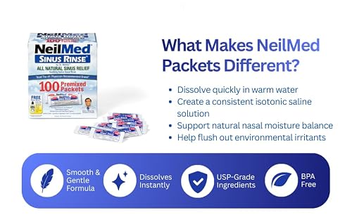 Detalle 2 de NeilMed Sinus Rinse All Natural Relief Premixed Refill Packets — 100 Count (Pack of 1)