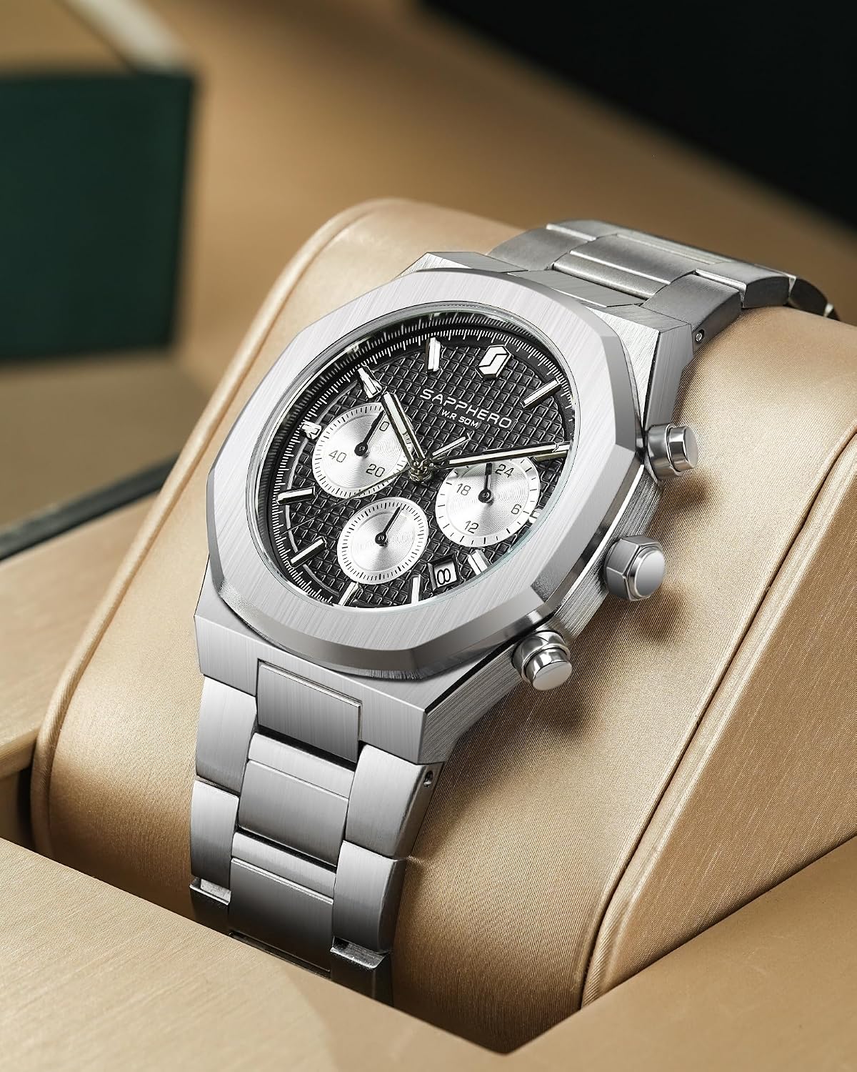 Detalle 2 de SAPPHERO Orologio da uomo 50M impermeabile