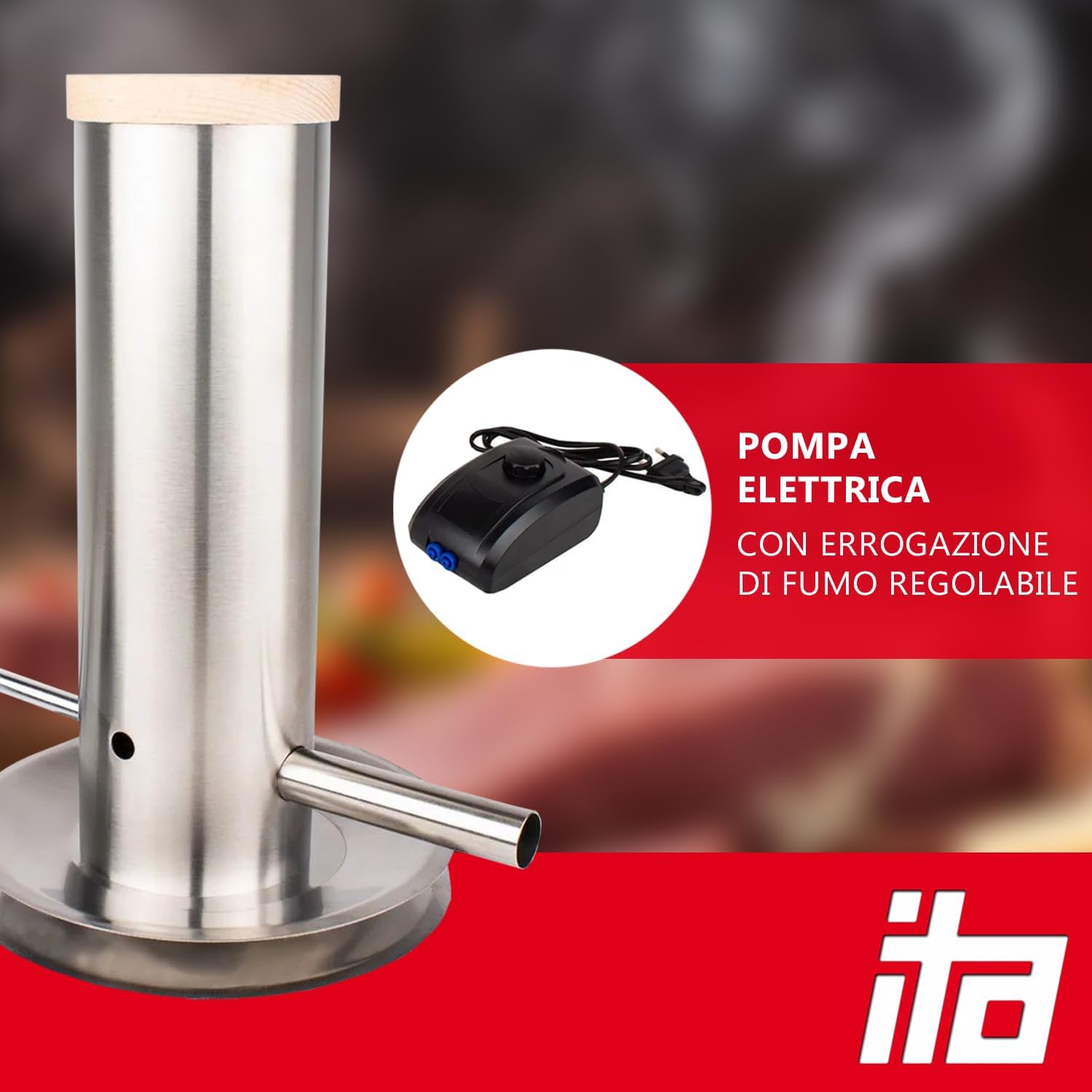 Thumbnail 2 de Generatore di fumo freddo ITA in acciaio inox con pompa elettrica per affumicatura di pesce, carne e formaggi