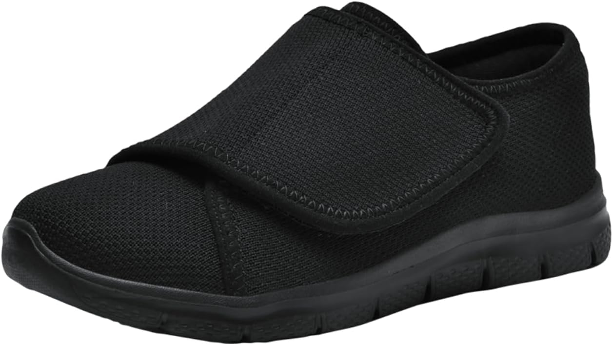 Detalle de Leichte Weit-Klett-Walkingschuhe für Diabetiker (Damen & Herren) mit atmungsaktivem Netz – rutschfeste Orthopädie-Hausschuhe/Sandalen