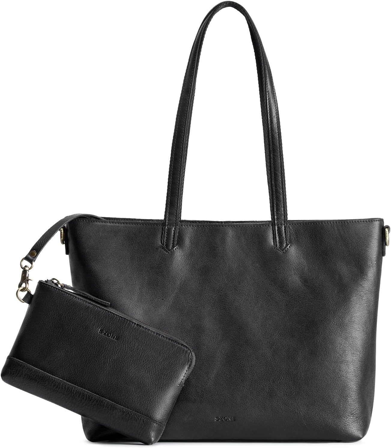 Detalle de S-ZONE Lot de 2 grands sacs fourre-tout en cuir pour femme : organisation élégante et polyvalente