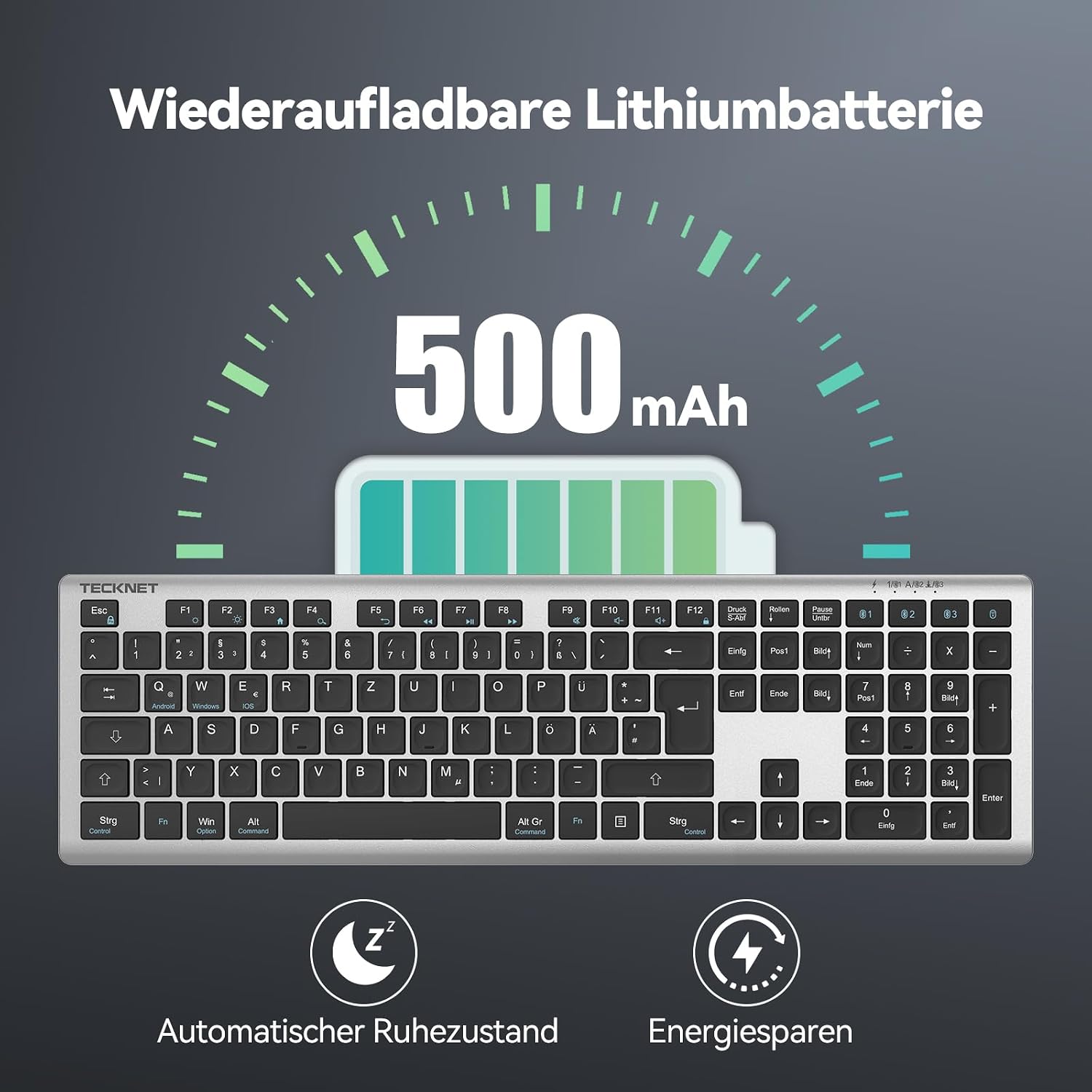 Thumbnail 3 de TECKNET Bluetooth Tastatur Kabellos BT+2.4G
