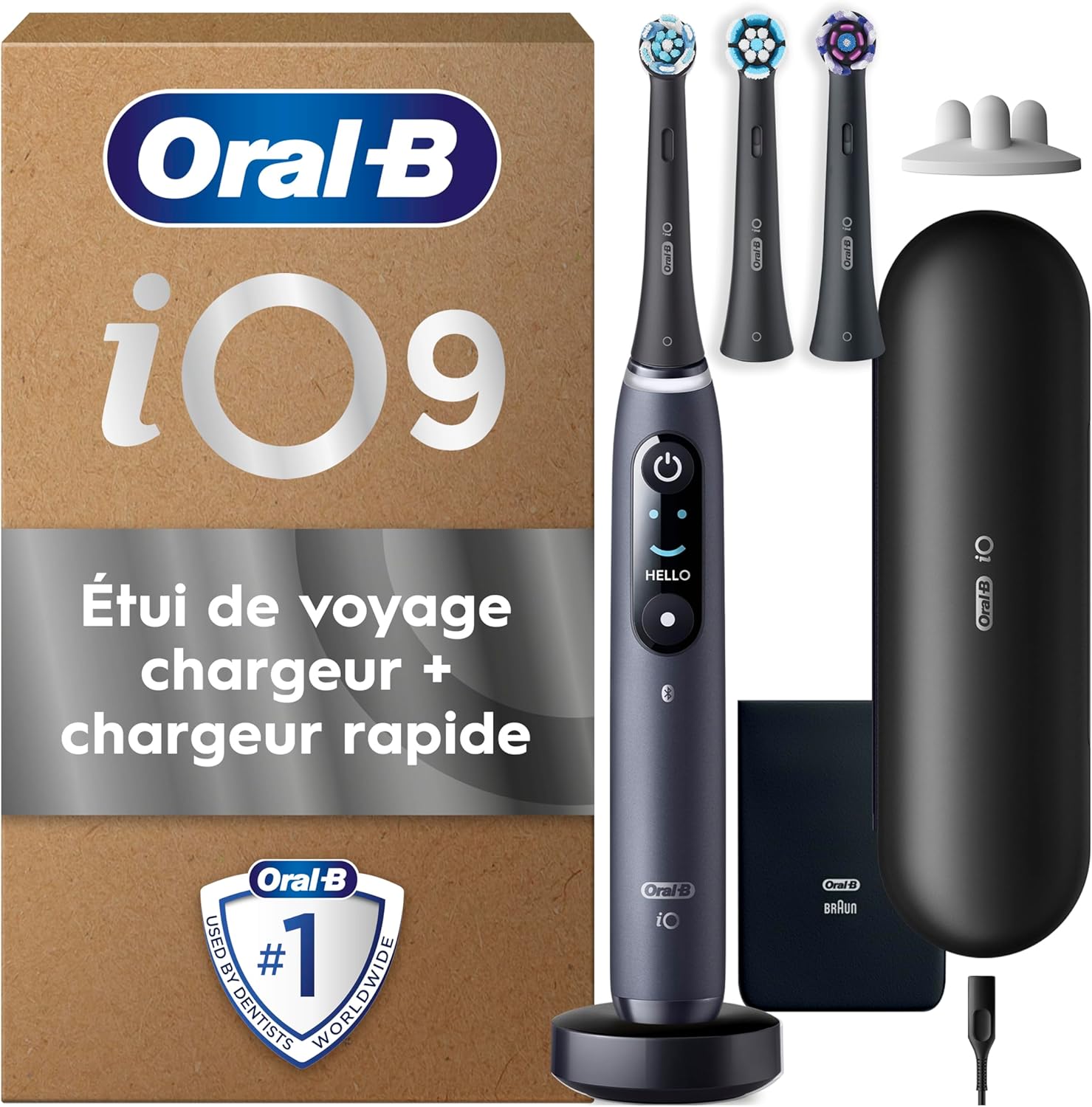 Detalle de Oral-B iO 9: brosse à dents électrique avec 3 brossettes, 7 modes et détection IA