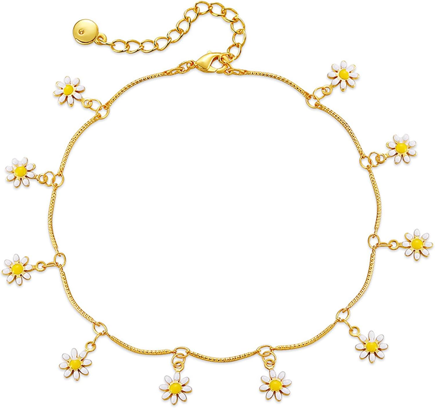Detalle de Cangall Gold Fußkettchen für Damen – flexibel verstellbar (22+5 cm), Hypoallergen & nickelfrei