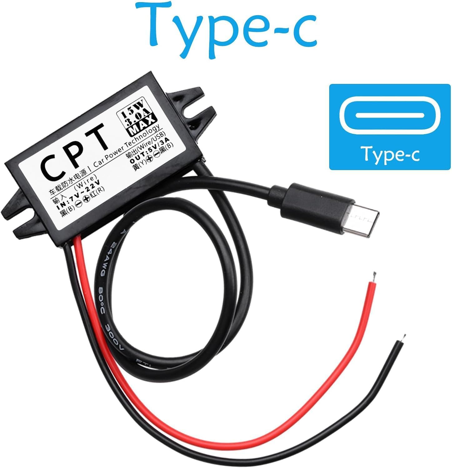 Detalle de Heemol 12 V till 5 V USB-C-omvandlare, 3 A, 15 W, 2-pack