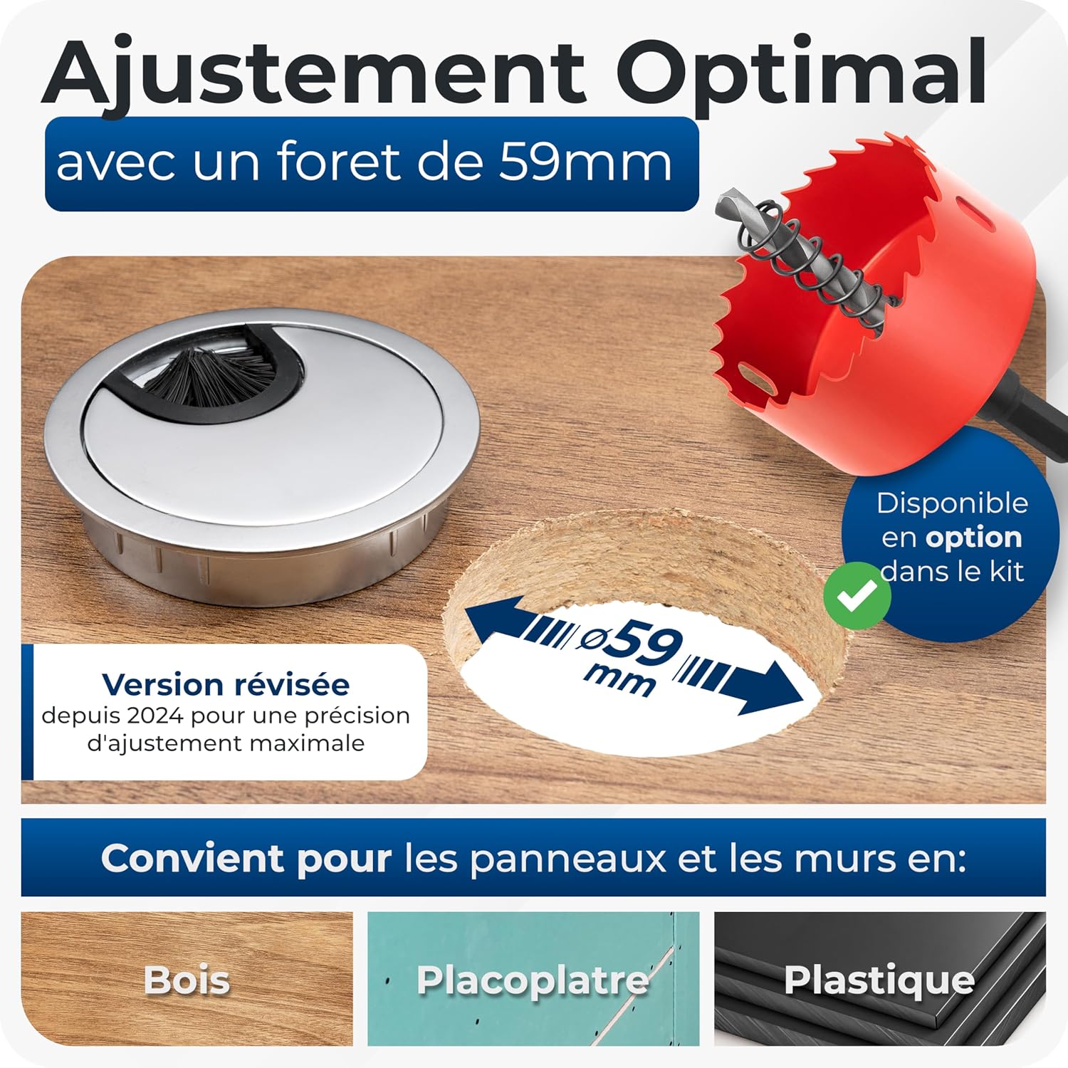 Thumbnail 4 de Bruce. Passe-câble 60 mm pour bureau