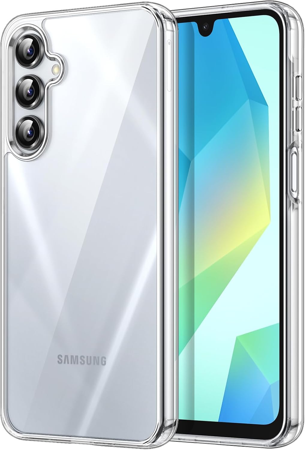 Detalle de JETech klart skal för Samsung Galaxy A16 med TPU-ram och hård PC-baksida