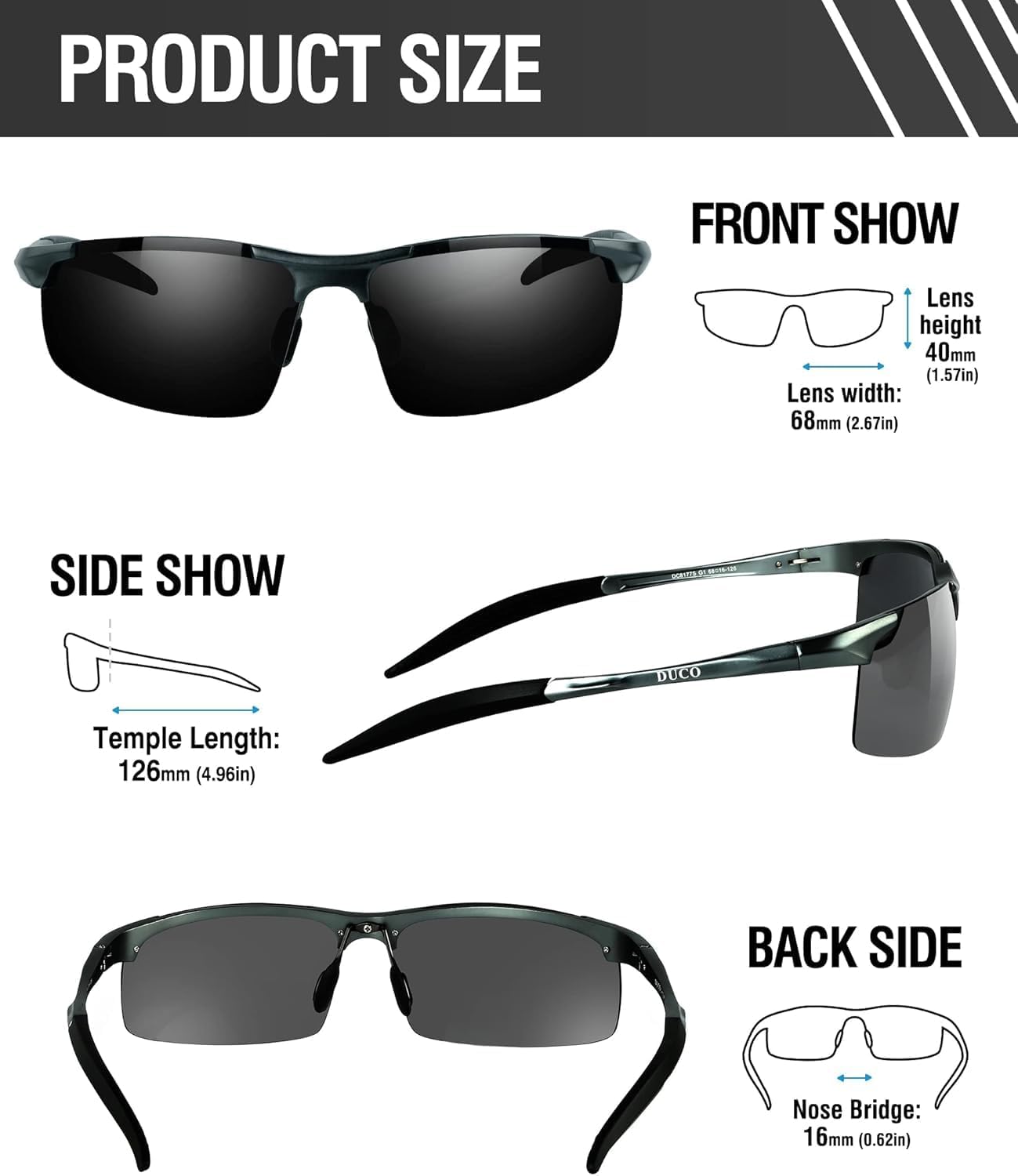 Detalle de DUCO 8177S Polarized sports sunglasses 25g