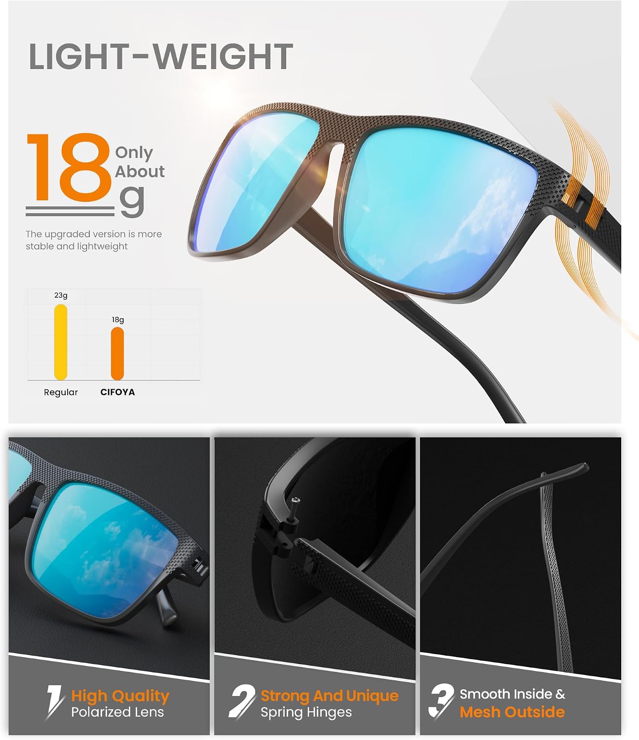 Thumbnail 2 de CIFOYA Polarized Square Sunglasses — Unisex UV Protection for Outdoor Activities