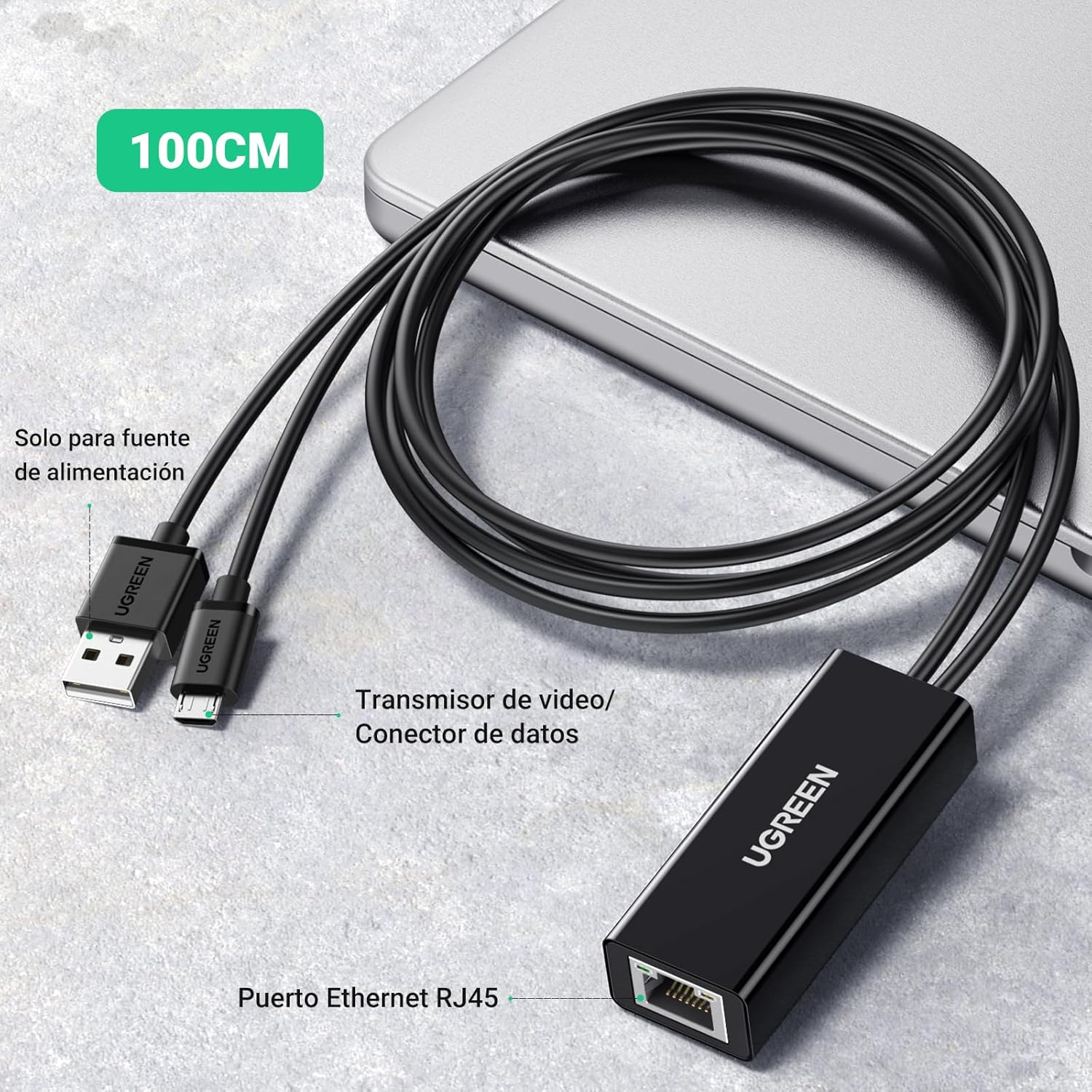 Thumbnail 4 de UGREEN Adaptador Micro USB a Ethernet RJ45 🌐 Con Cable 1M