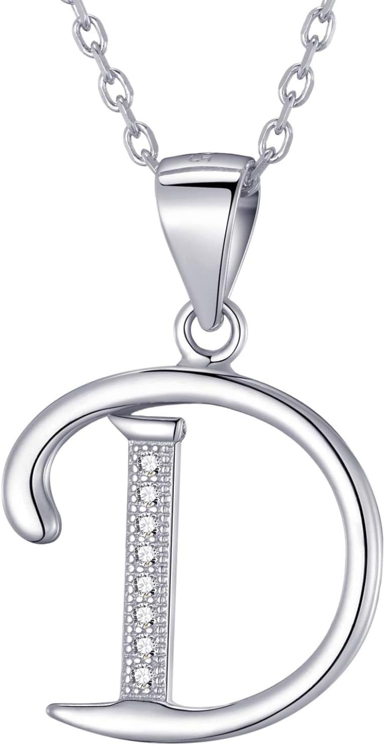 Detalle de Morella Damen Halskette Silber 925 mit Buchstaben-Anhänger, rhodiniert, Zirkonia weiß, 45 cm