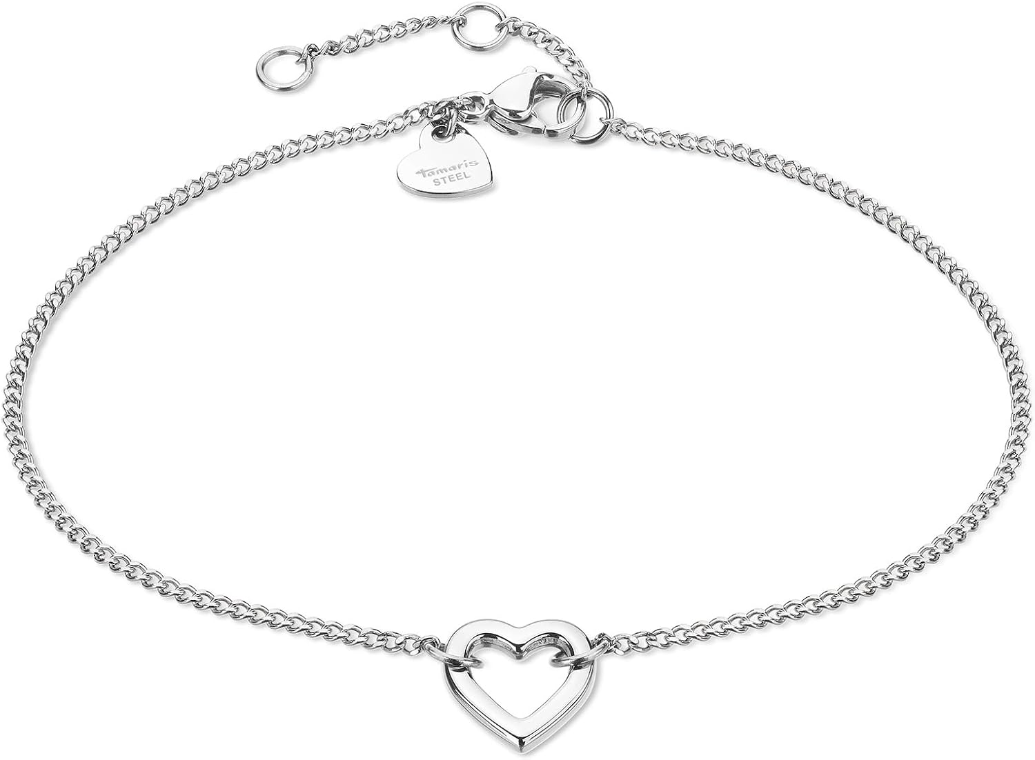 Detalle 2 de Tamaris Armband für Damen aus Edelstahl mit Herz-Anhänger – roségold poliert, größenverstellbar und wasserfest