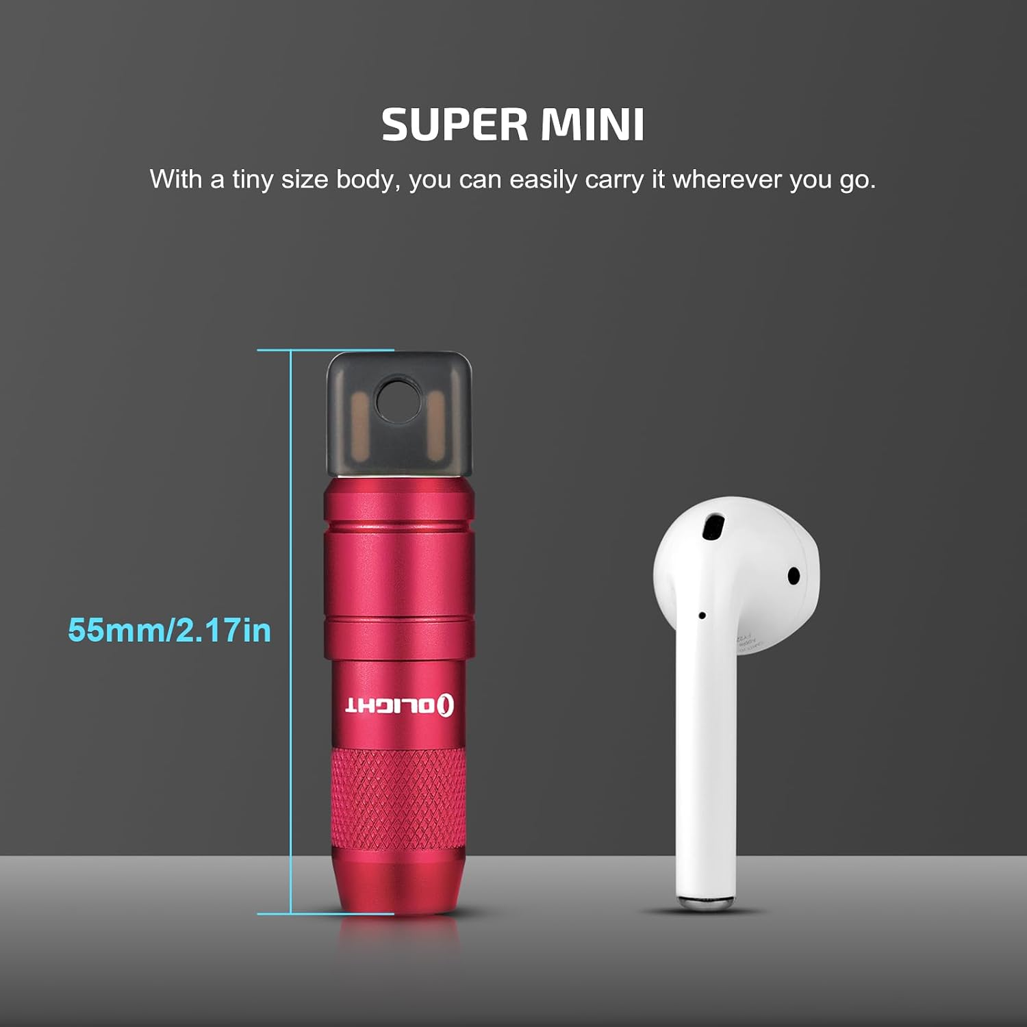 Detalle de OLIGHT iMini 2 Keychain Light (50 lumens) – rechargeable mini torch with magnetic base and integrated USB charging