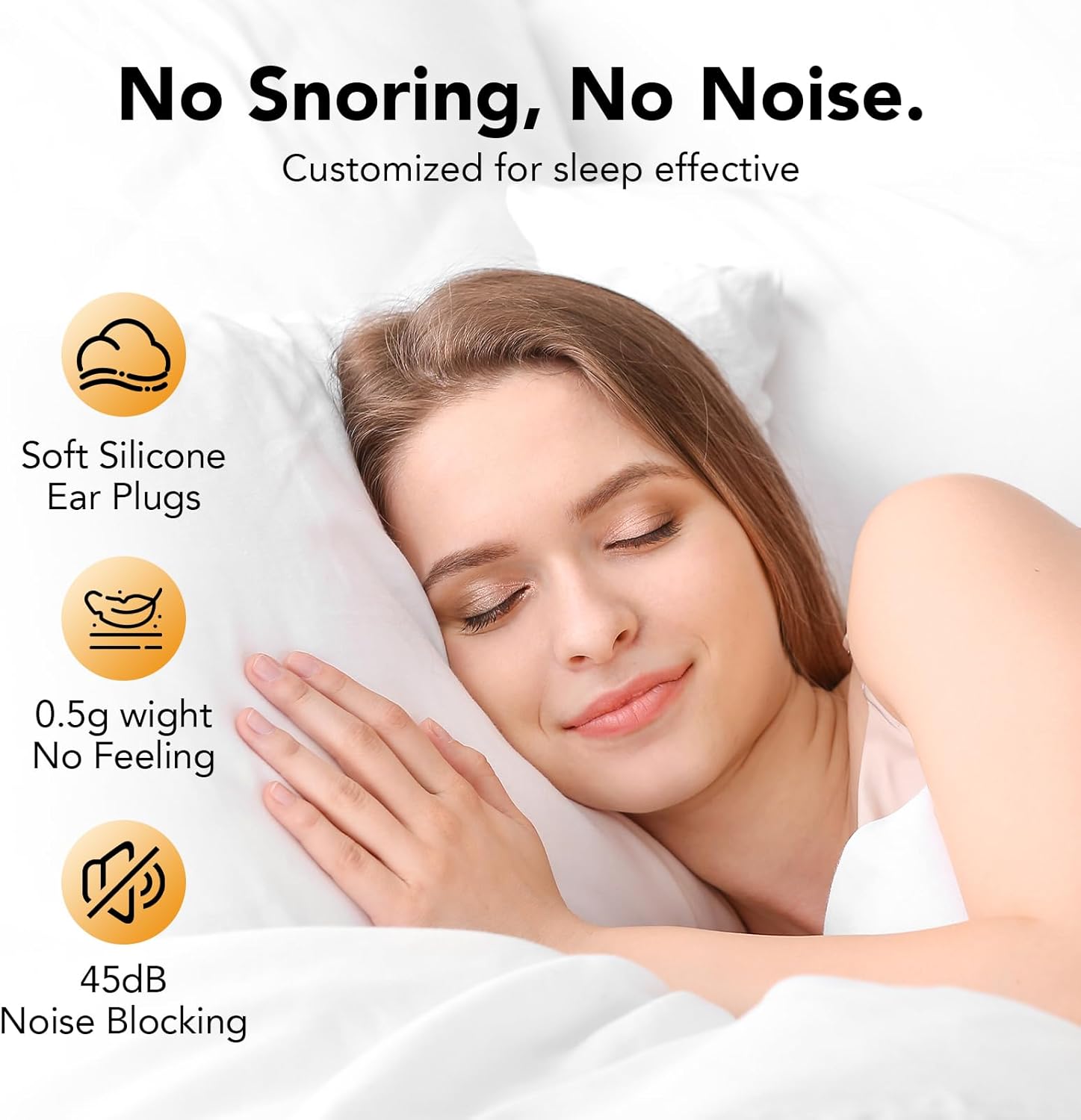 Thumbnail 2 de 2026 Bouchon d'oreille pour dormir – Réduction bruit 45 dB, silicone réutilisable (XS–L) – Blanc