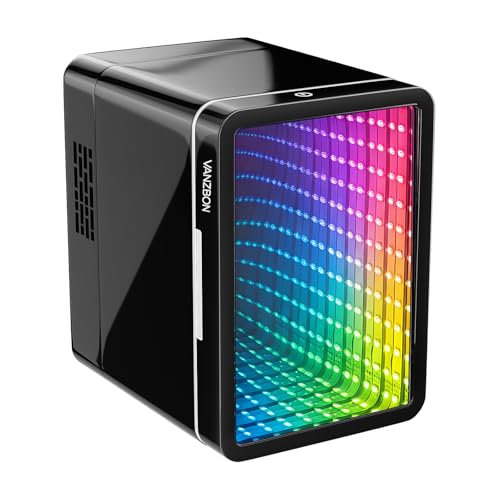 Detalle de VANZBON 4 Liter/6 Cans Mini Fridge with Gaming Light – Compact Cooler & Warmer for Home or Car
