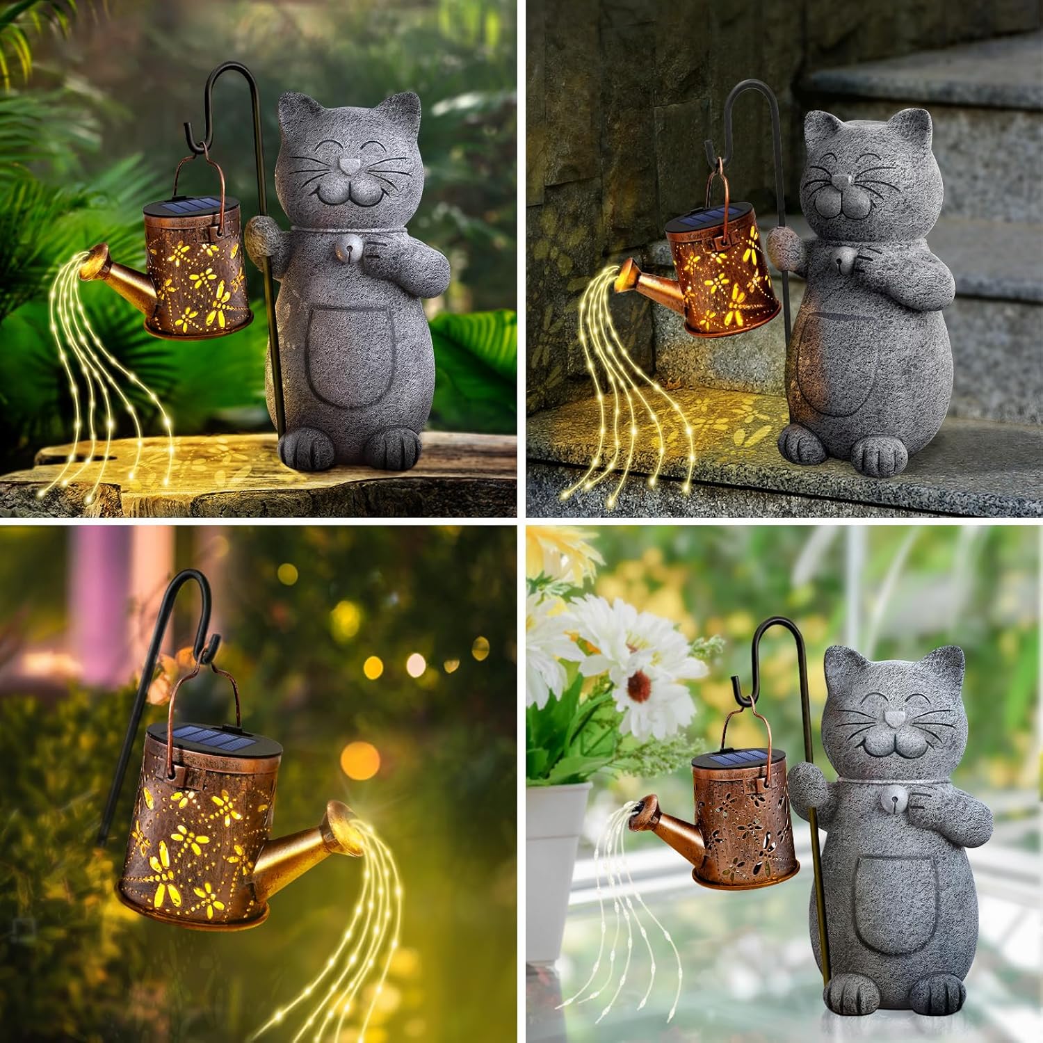 Thumbnail 6 de Hinshark Cat Garden Ornament with Solar Lantern