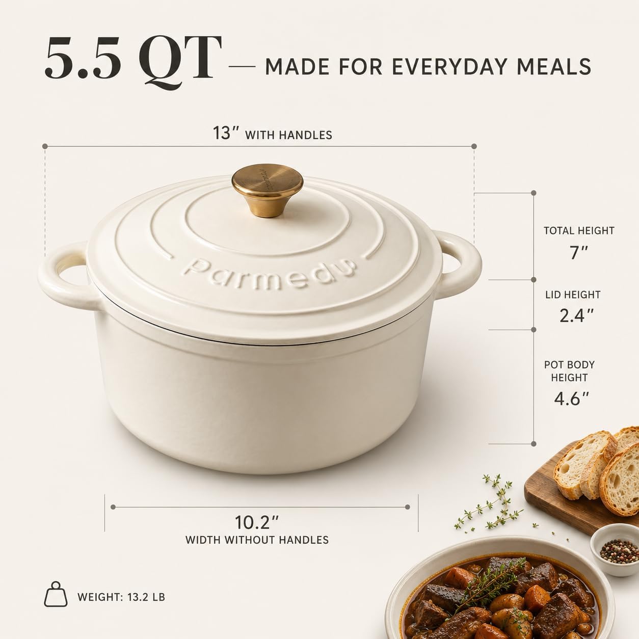 Detalle 2 de Parmedu Dutch Oven 5.5QT