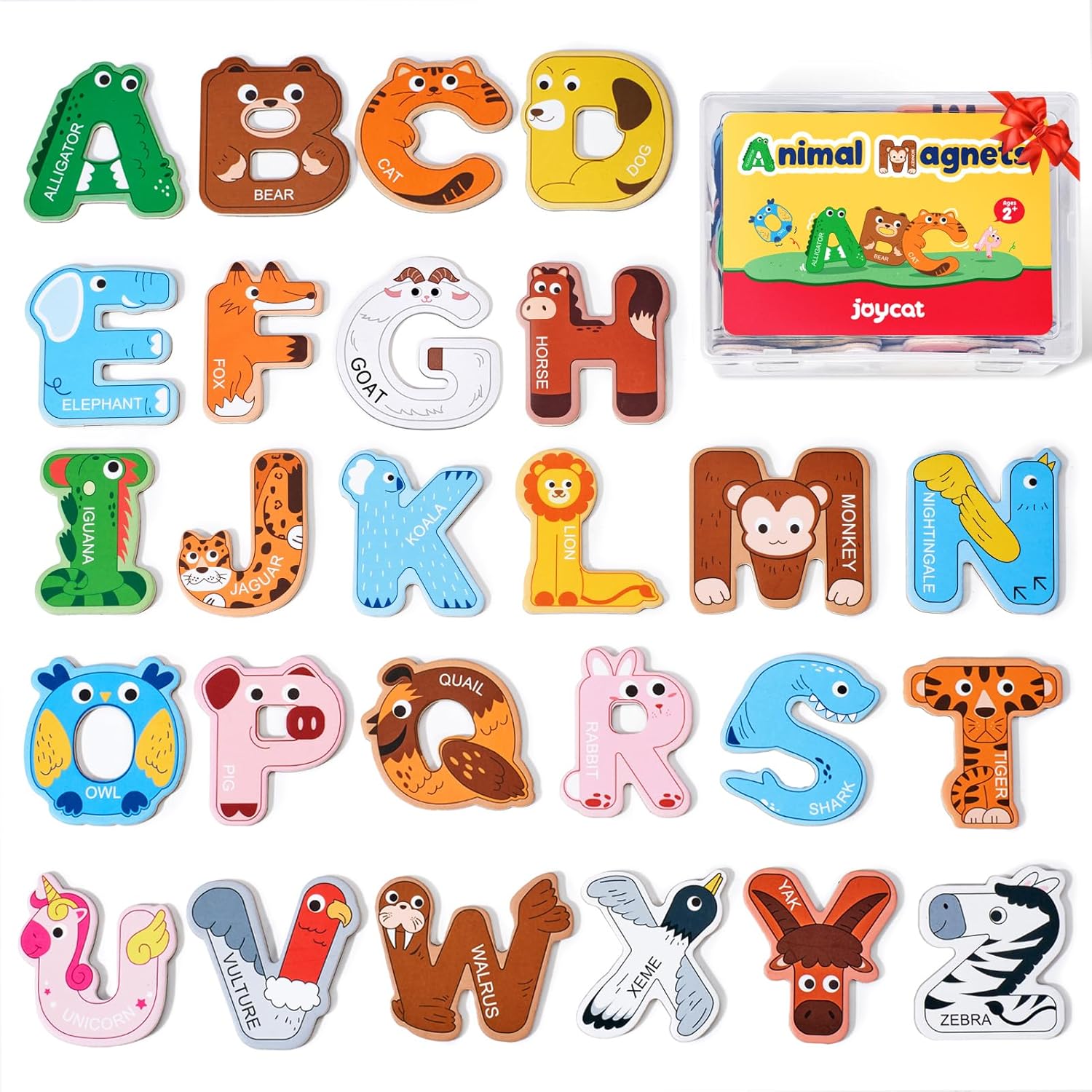 JoyCat Wooden Thick Alphabet Magnets (26 Uppercase Letters) for Toddlers Ages 2+