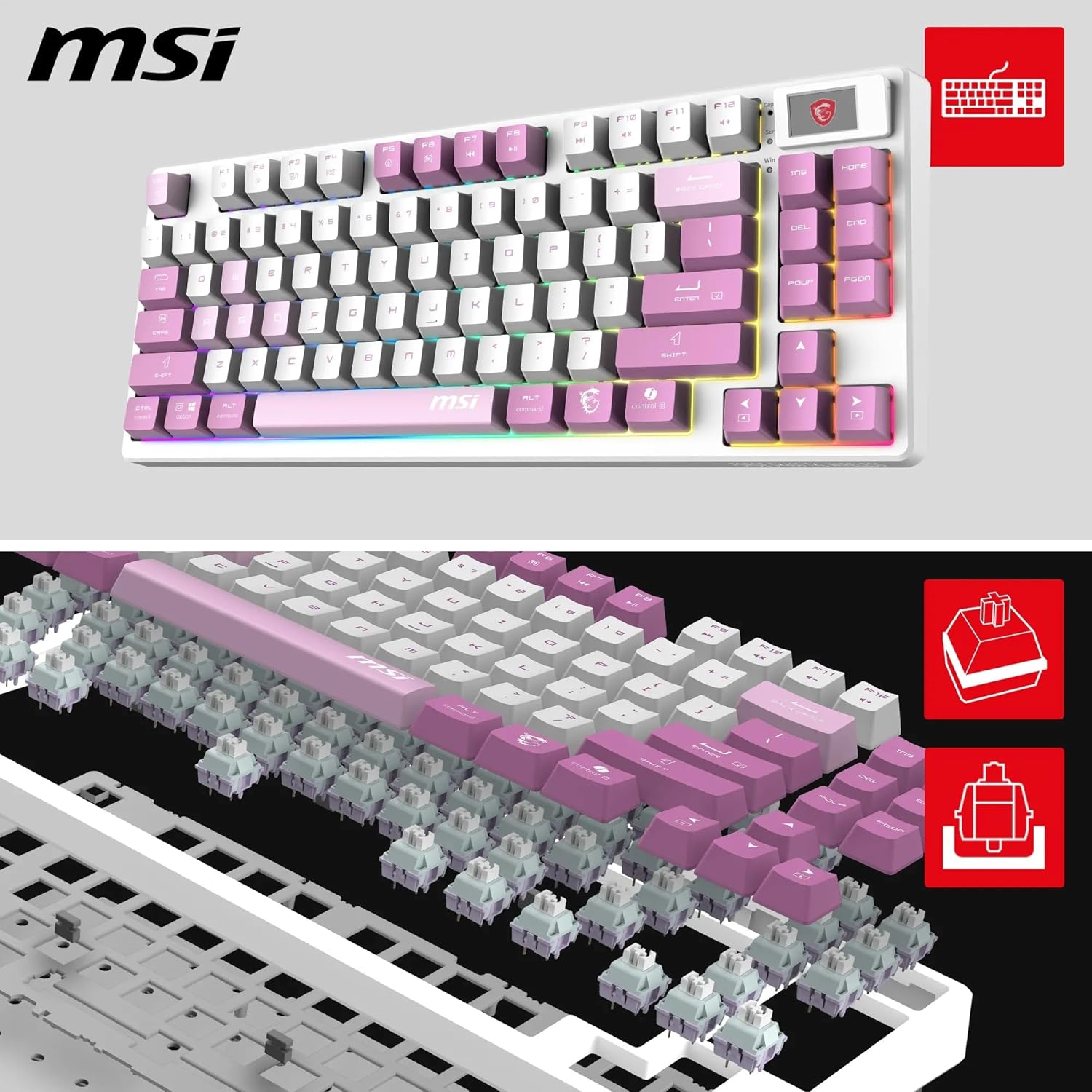 Thumbnail 1 de MSI Forge GK600 TKL Clavier Gaming Violet