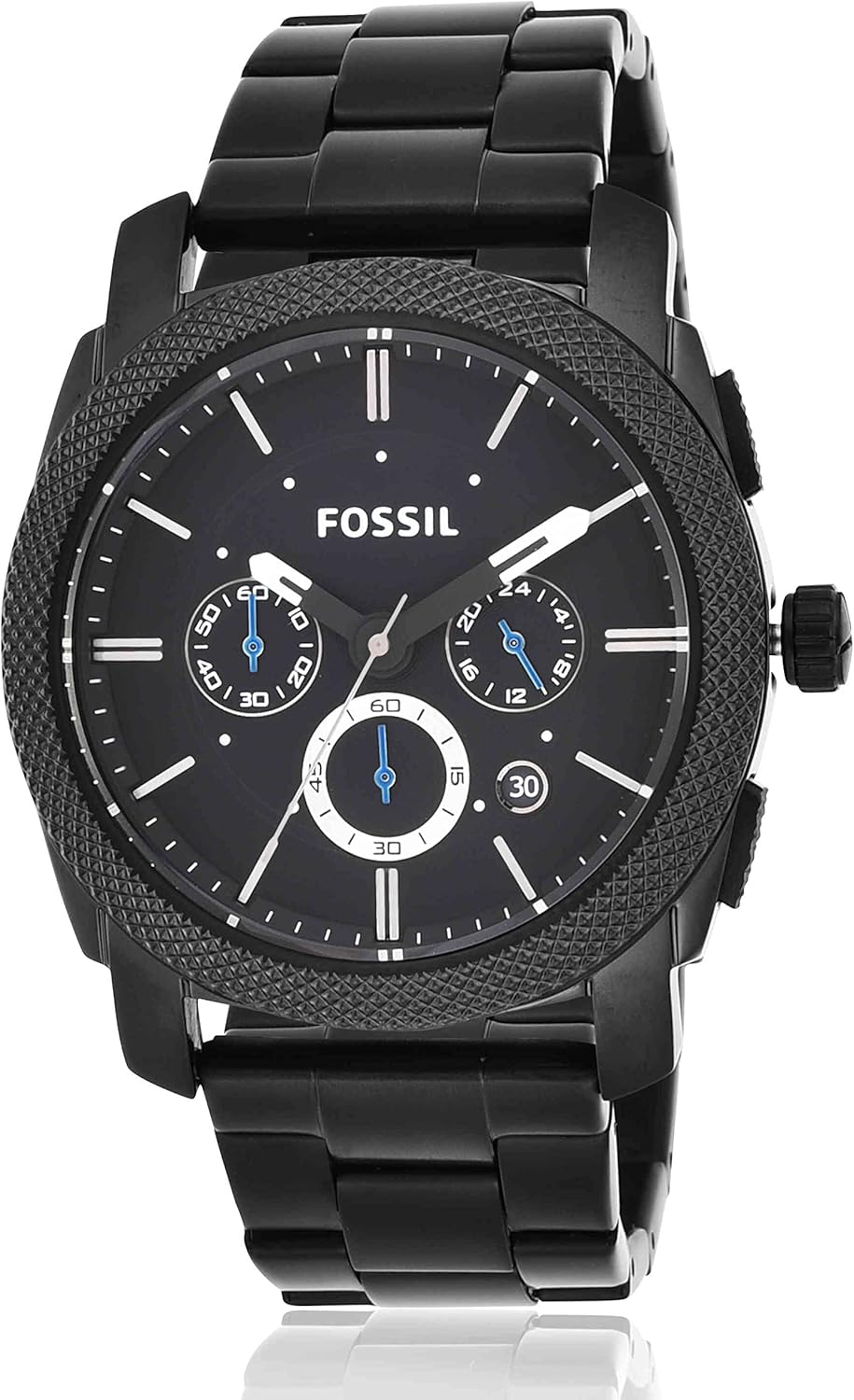 Detalle de Fossil Machine da uomo – cronografo al quarzo 45 mm in acciaio, cinturino in acciaio o pelle
