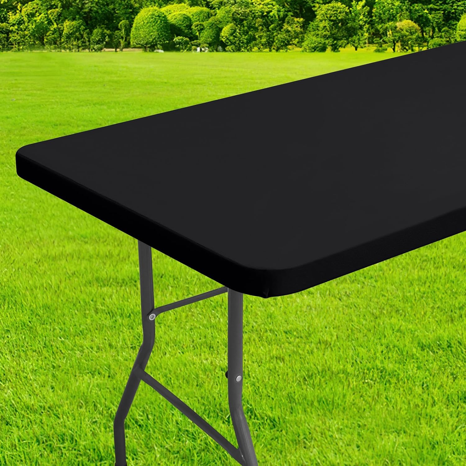 Detalle de homing Rectangle Table Cloth Cover (Waterproof Polyester Elastic Fitted), Black 30" x 48