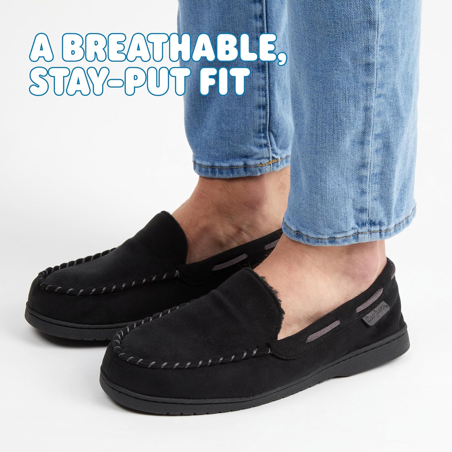 Detalle 2 de Dearfoams Men's Moccasin Slippers with Memory Foam