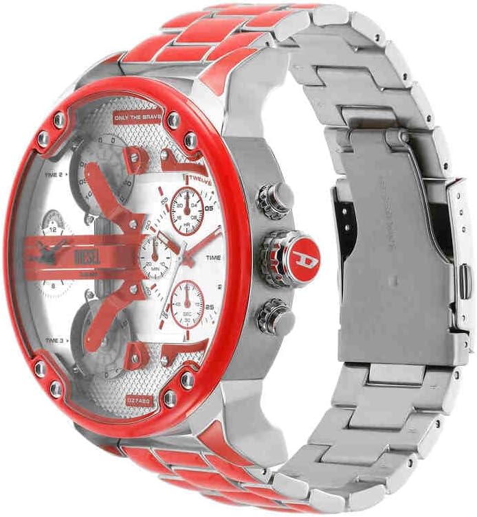 Thumbnail 2 de Diesel Mr. Daddy Herrenuhr – Quarz Multifunktionsuhr mit Edelstahlarmband (57 mm, rotes Band)