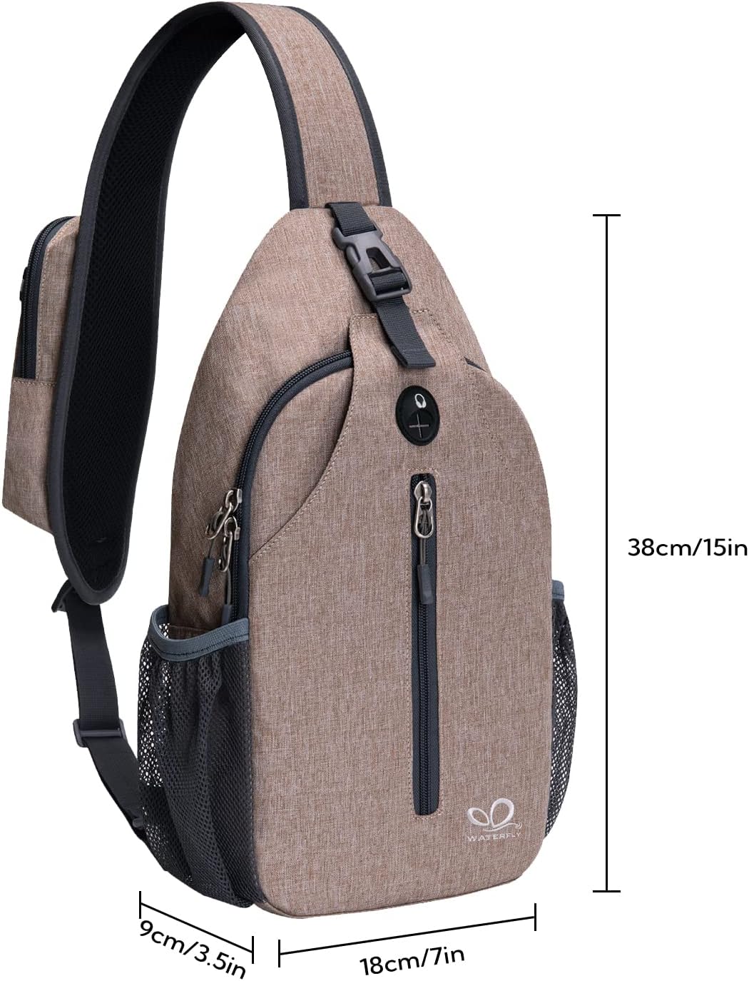 Detalle de WATERFLY Sling Rucksack / Sling Bag – verstellbarer Umhänge-Rucksackgurt für Wandern und Alltag