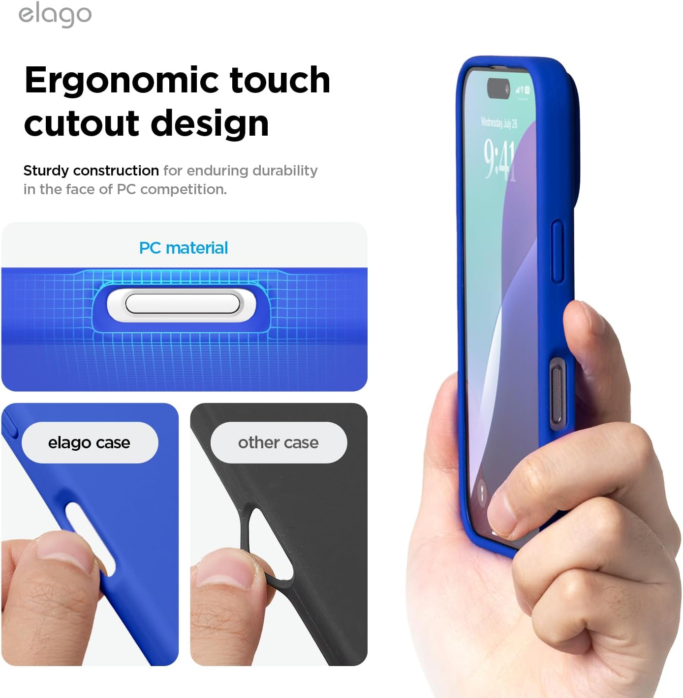 Thumbnail 6 de elago Coque Silicone Liquide Premium pour iPhone 16 Pro Max (Bleu Cobalt) — étui mince antichoc avec microfibre antirayures