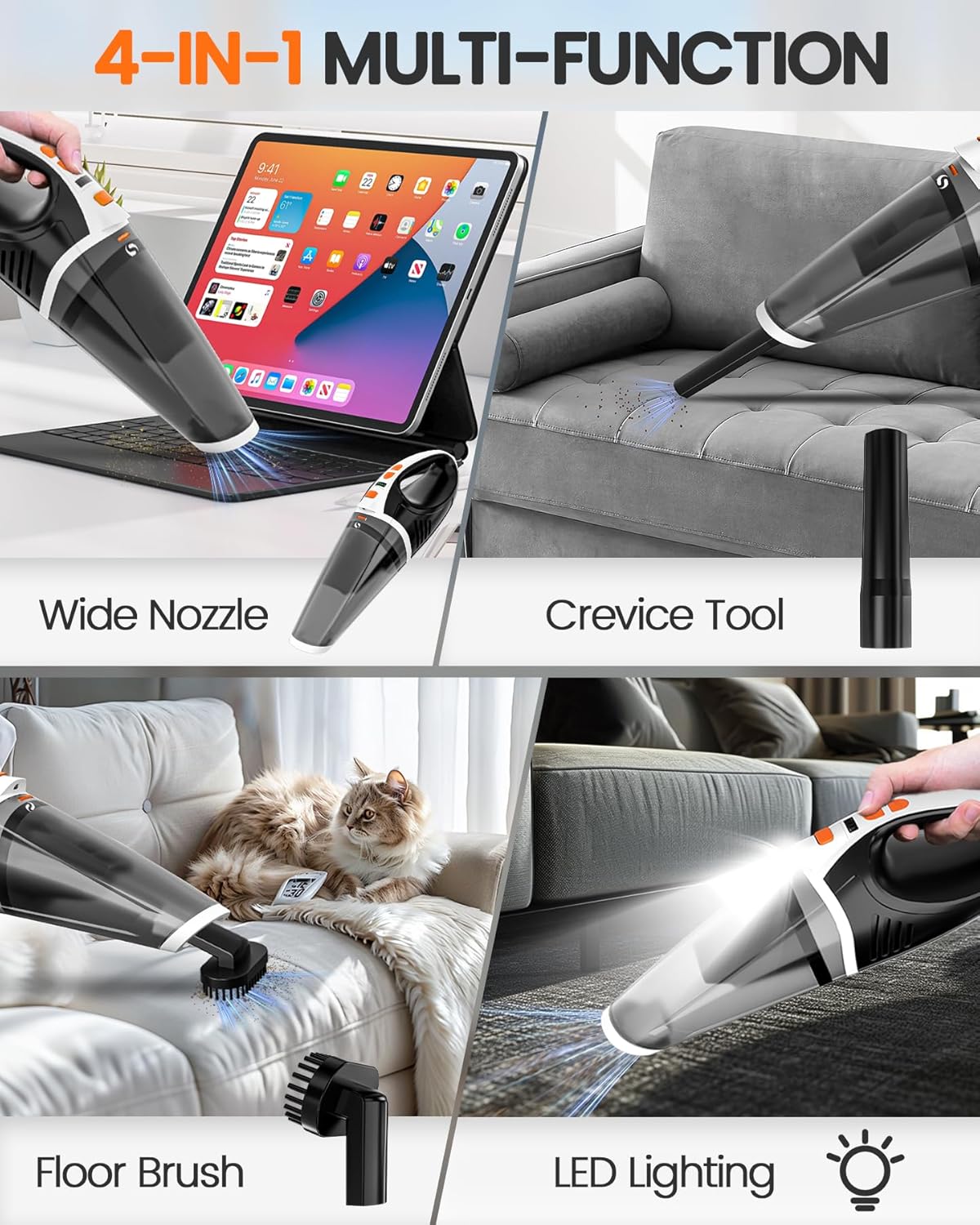 Thumbnail 2 de SERVOMASTER Handheld Vacuum Cleaner (Cordless Car & Pet Mini Vac) with LED Light