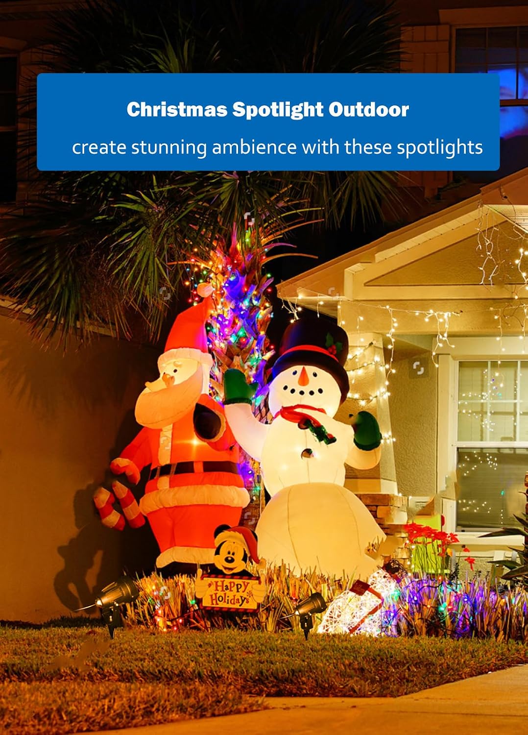 Detalle 2 de BeeLinks RGBW LED Outdoor Spotlights, 12W, 16 Colors, 4-Pack, IP65