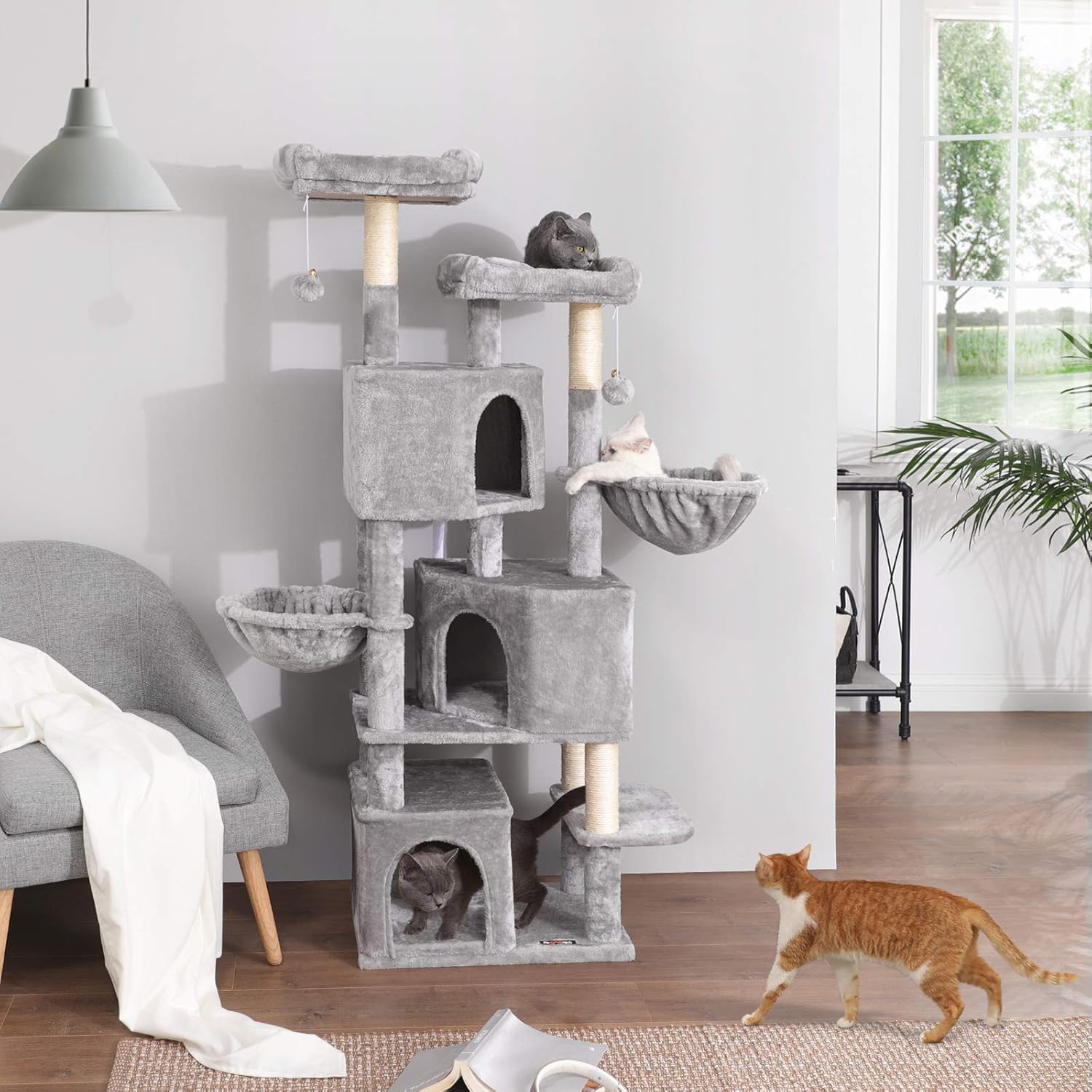 Thumbnail 1 de FEANDREA Árbol Grande para Gatos 164 cm Gris Claro