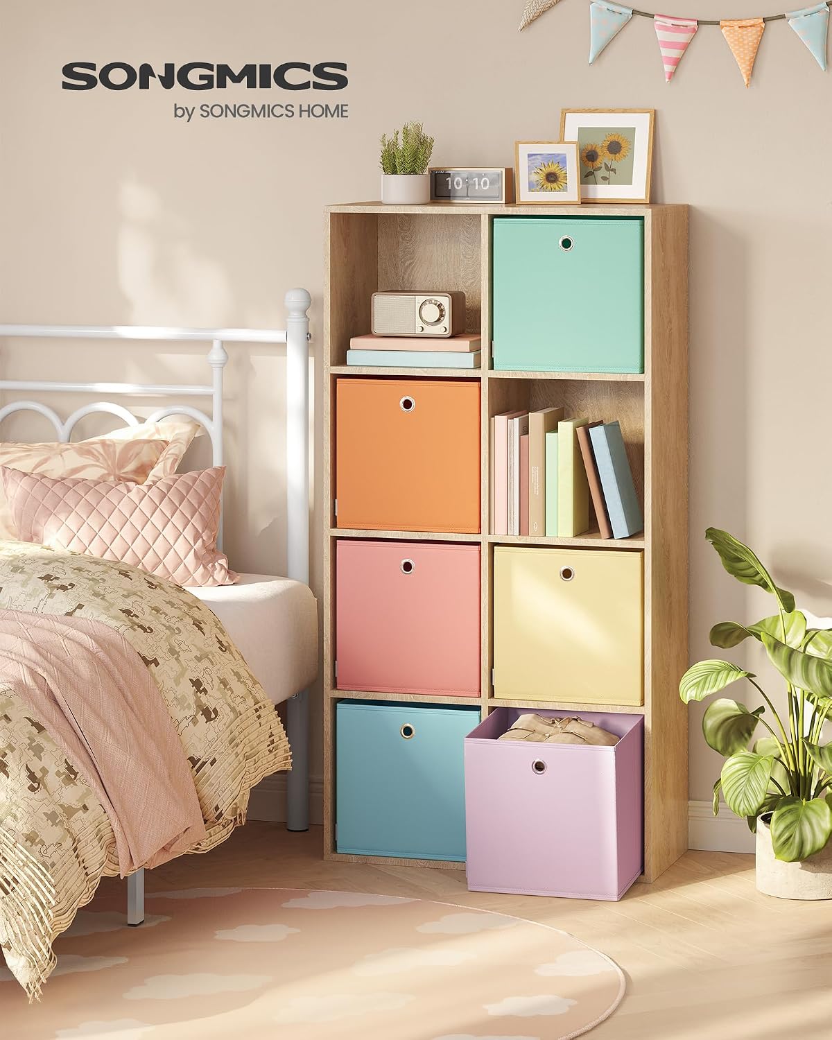 Detalle de SONGMICS Rainbow Collapsible Storage Cubes (Set of 6) – 33 x 33 x 33 cm fabric boxes for cube storage