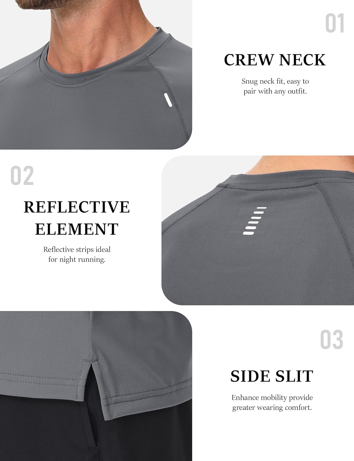 Thumbnail 4 de MAGCOMSEN Men’s Quick Dry Gym Shirts Mesh Short Sleeve Athletic Tops (moisture wicking)