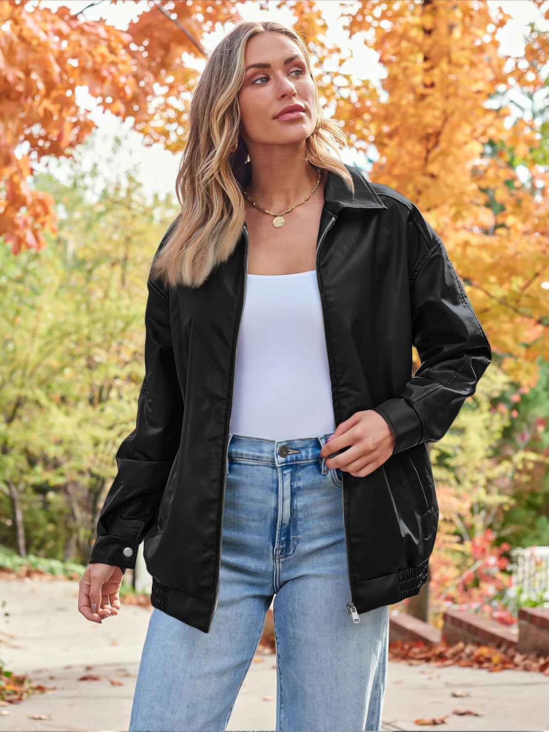 Thumbnail 1 de AUTOMET Women's Oversized Faux Leather Jacket