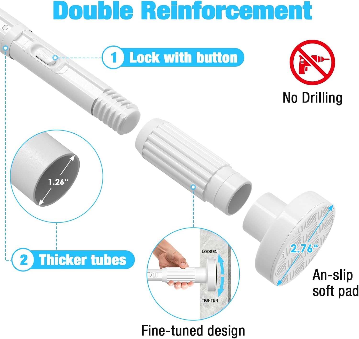 Detalle de MEXAU Tension Curtain Rod 39–120 Inches