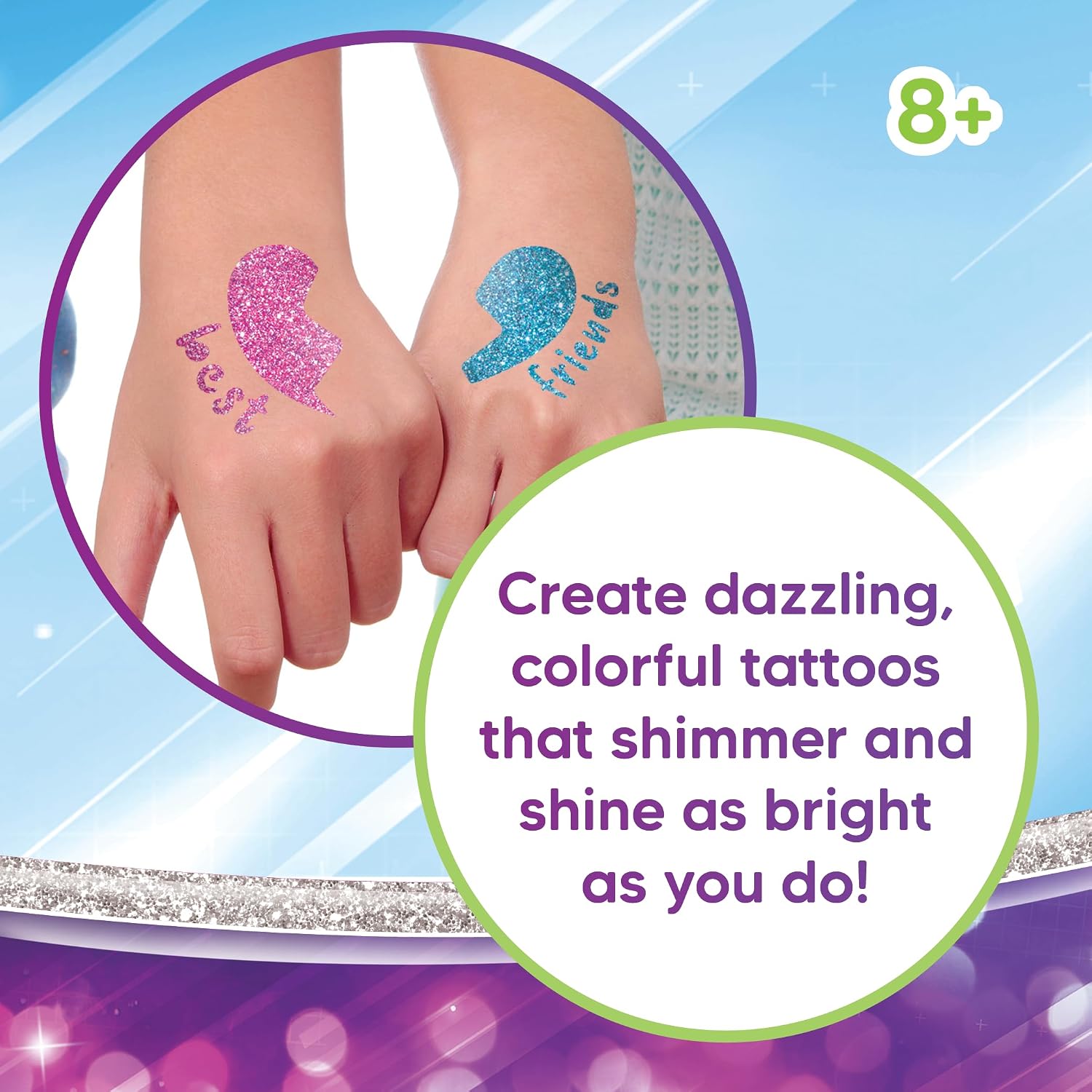 Detalle 2 de FabLab Glitter Tattoos | Create FAB Glittery Kids Tattoos with 28 Stencils and 4 Biogel Glitter Colours