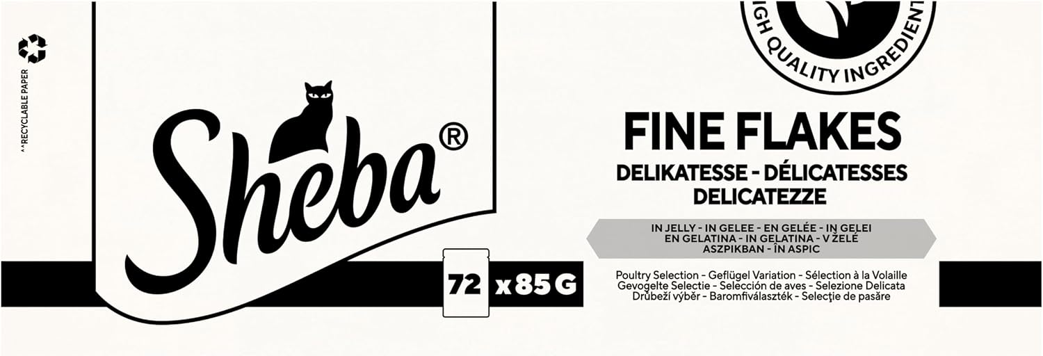 Detalle de SHEBA Katzenfutter nass Geflügel Variation in Gelee – Großpackung 72 x 85 g (4 Sorten)